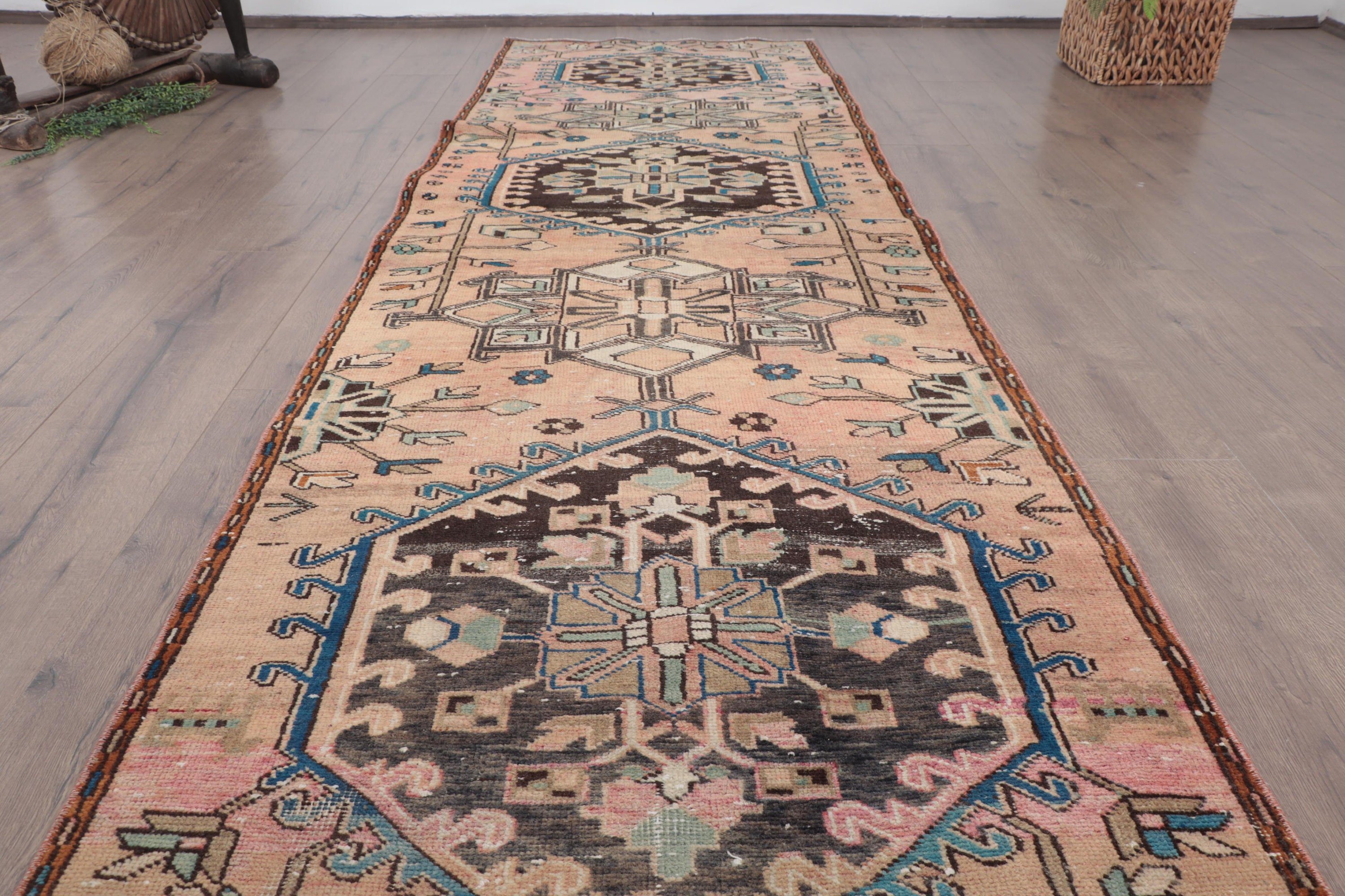 2.9x9.4 ft Runner Rugs, Vintage Rug, Corridor Rugs, Hallway Rug, Turkish Rug, Boho Rug, Brown Home Decor Rugs, Statement Rug