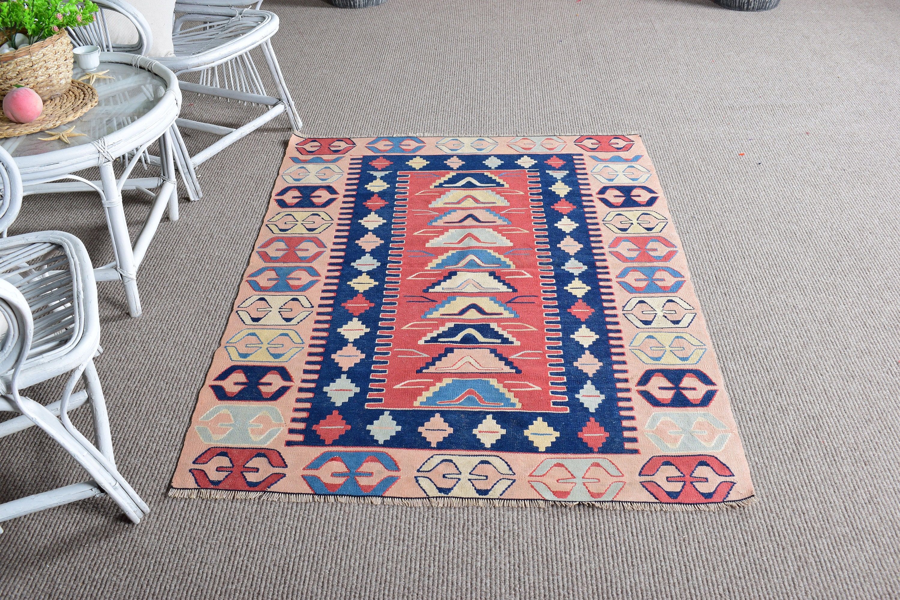 Vintage Accent Rug, Bedroom Rugs, Vintage Rug, Decorative Rugs, Red Handwoven Rugs, 3.6x5.3 ft Accent Rugs, Kilim, Antique Rug, Turkish Rug