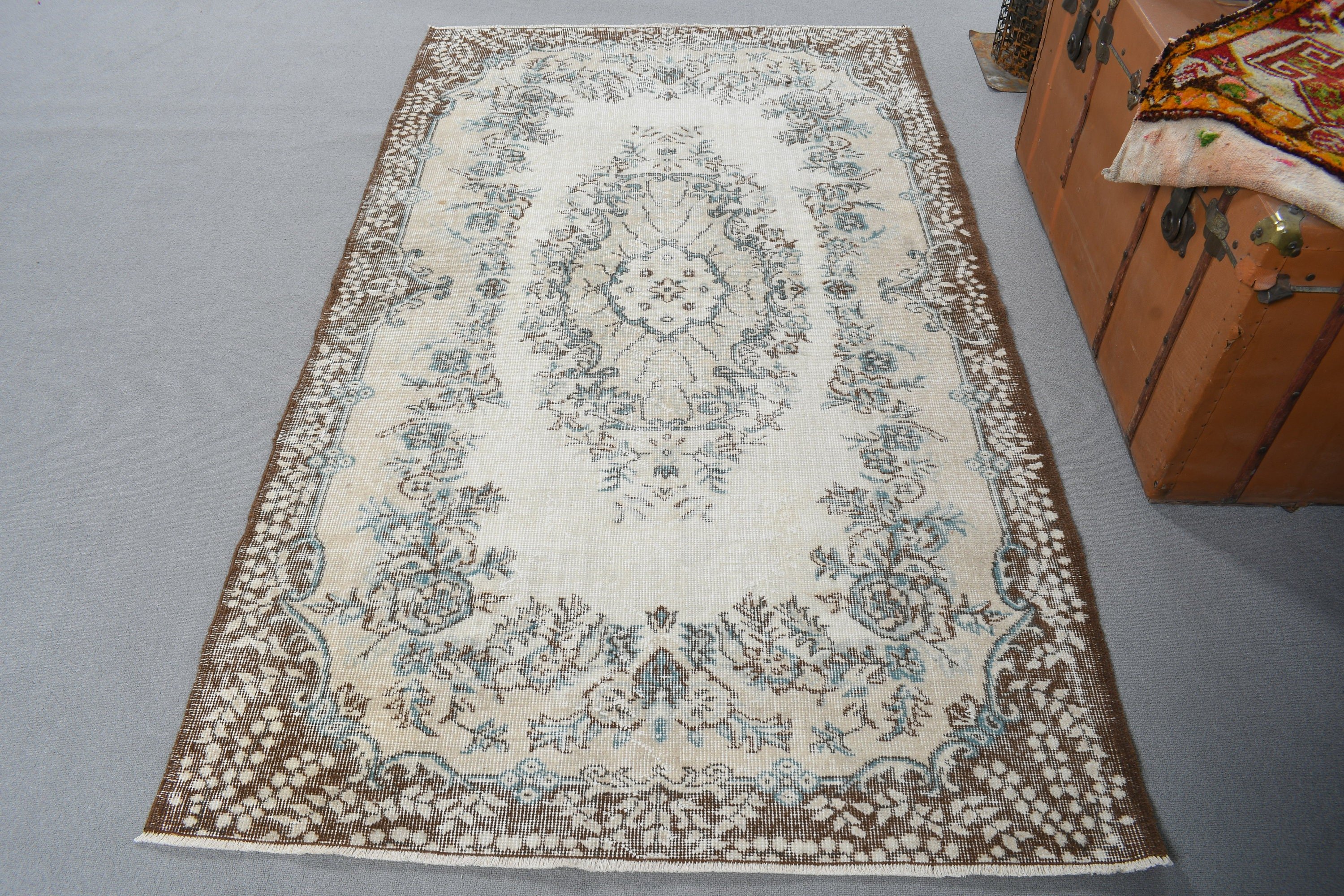 Vintage Area Rugs, Vintage Rug, 3.9x6.8 ft Area Rug, Beige Kitchen Rug, Turkish Rugs, Dining Room Rugs, Floor Rug, Handwoven Rugs