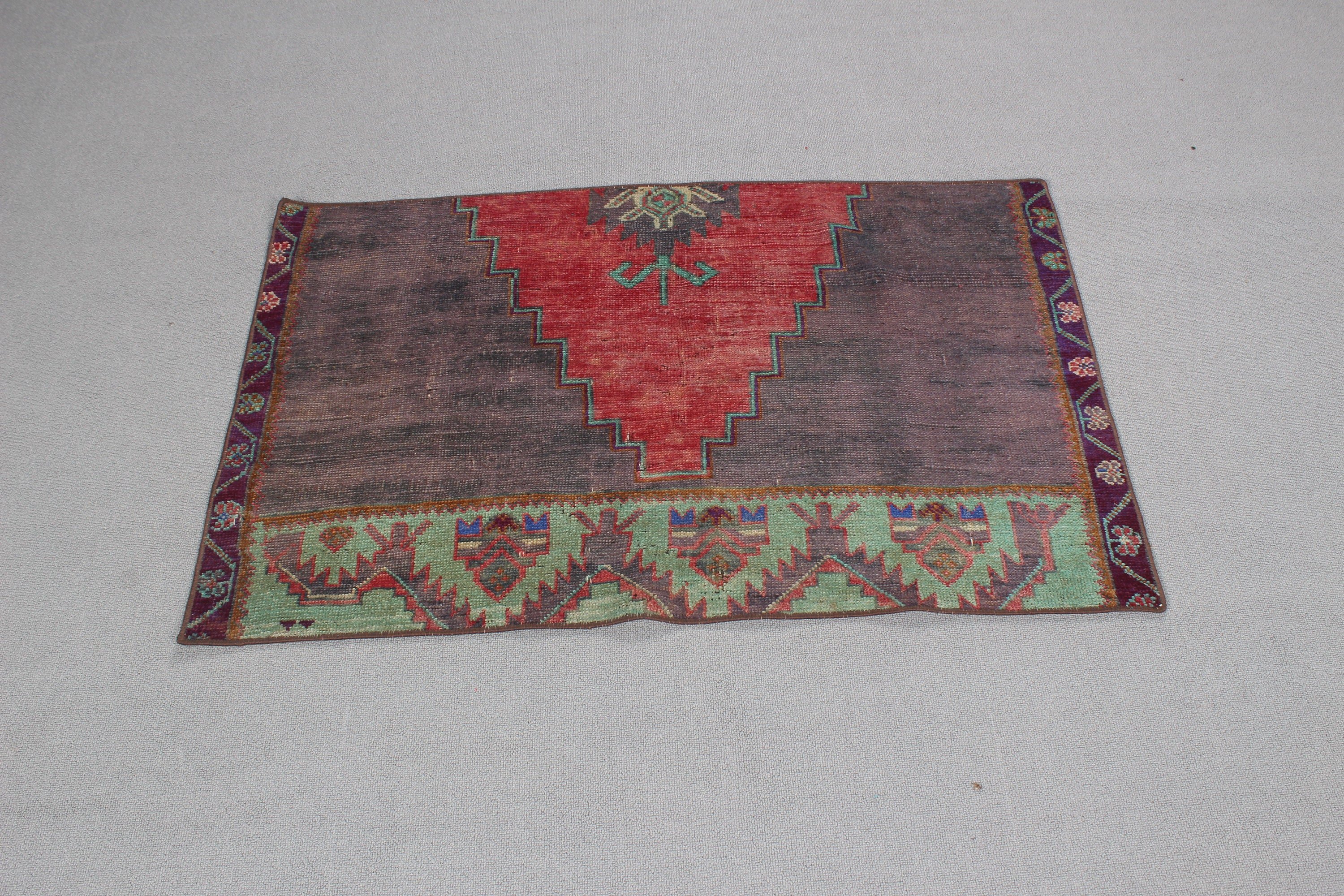 2.3x3.7 ft Küçük Halılar, Vintage Halılar, Düz Dokuma Halı, Yeşil Antika Halı, Araba Paspas Halıları, Türk Halıları, El Yapımı Halı, Çocuk Halıları, Yün Halı