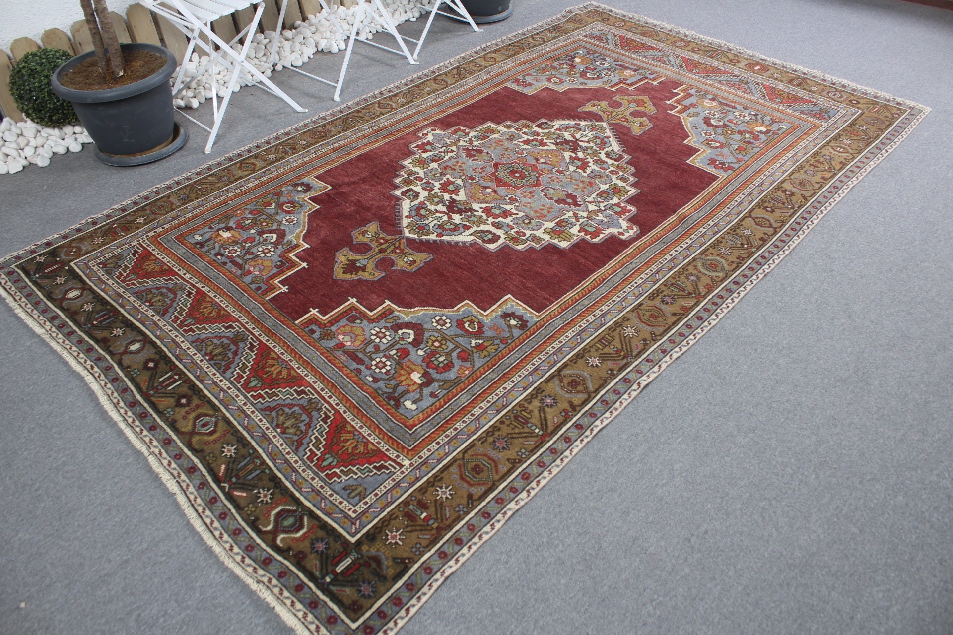 Mor Mutfak Halıları, 5.5x9.5 ft Büyük Halı, Vintage Halı, Oturma Odası Halısı, Yatak Odası Halıları, Türk Halısı, Yün Halısı, Anadolu Halısı, Salon Halısı