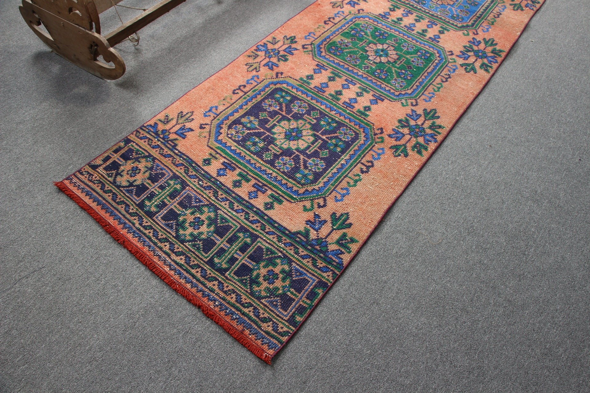 Runner Halıları, Etnik Halı, 2,9x11,9 ft Runner Halısı, Koridor Halısı, Kırmızı Oryantal Halılar, Vintage Halı, Mutfak Halısı, Türk Halıları