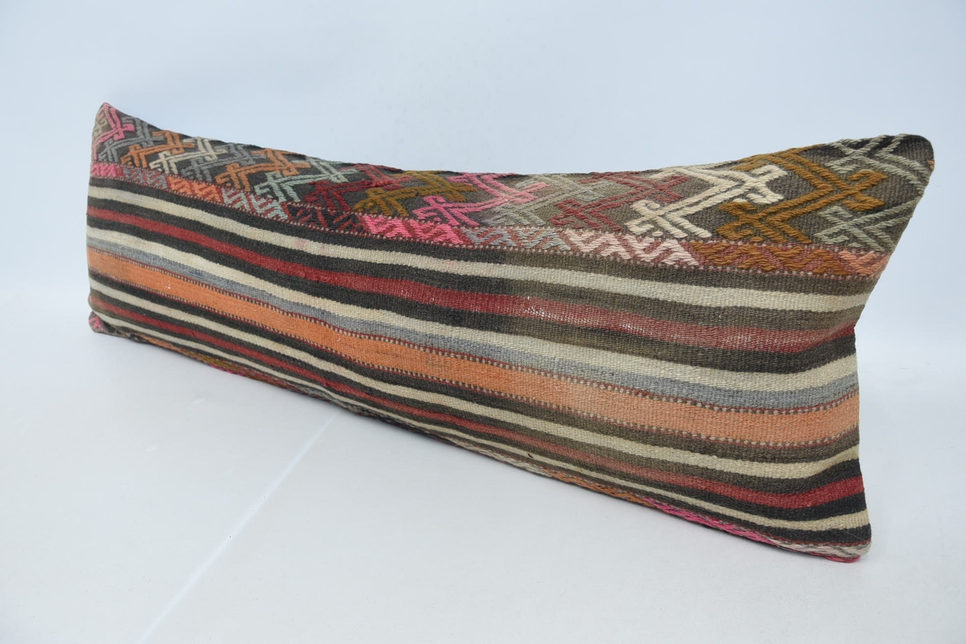 Outdoor Throw Cushion Cover, Vintage Kilim Pillow, Home Decor Pillow, Kilim Pillow, Designer Throw Cushion Case, 16"x48" Red Cushion Case