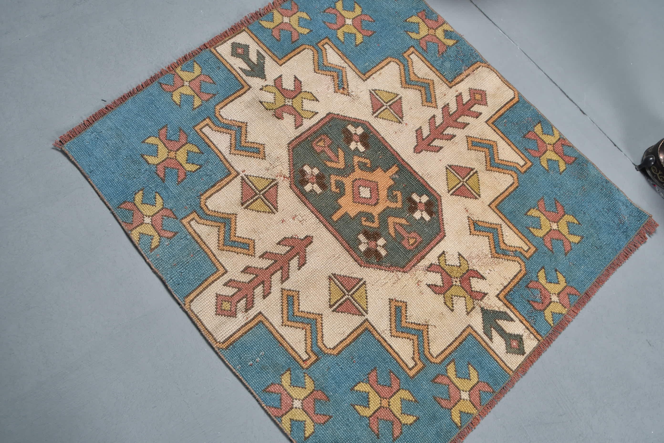 Moroccan Rug, Wool Rug, Nursery Rug, Kitchen Rug, Vintage Rugs, Brown  3.1x3.3 ft Small Rug, Rugs for Car Mat, Turkish Rug