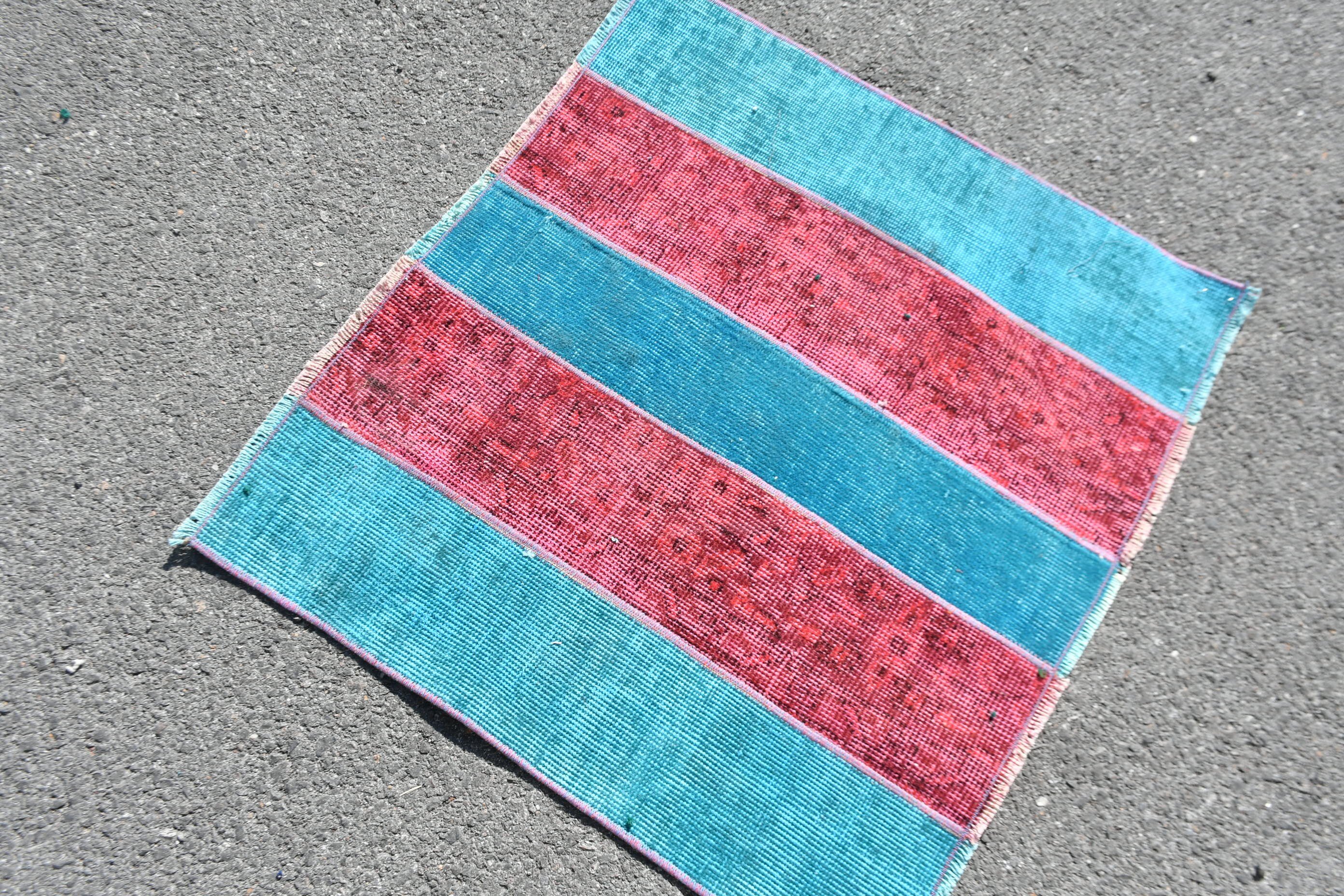 Nursery Rug, Vintage Rug, Floor Rugs, Rugs for Car Mat, Oushak Rugs, Blue  2.4x2.6 ft Small Rug, Bedroom Rug, Turkish Rug