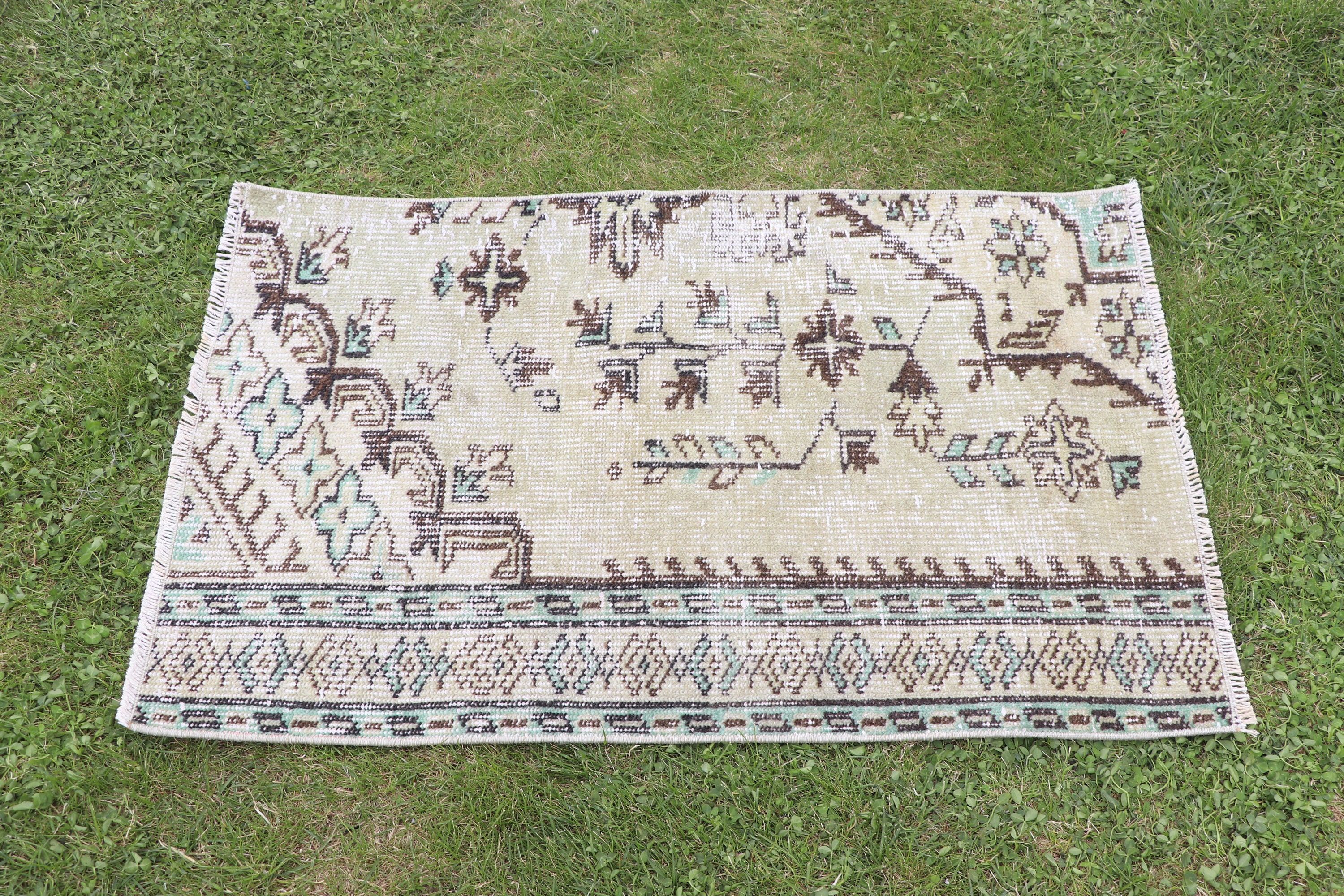 Wall Hanging Rug, Bath Rugs, Bedroom Rugs, Green Antique Rug, Rugs for Bathroom, Vintage Rugs, Turkish Rug, 2x3.2 ft Small Rug, Floor Rug