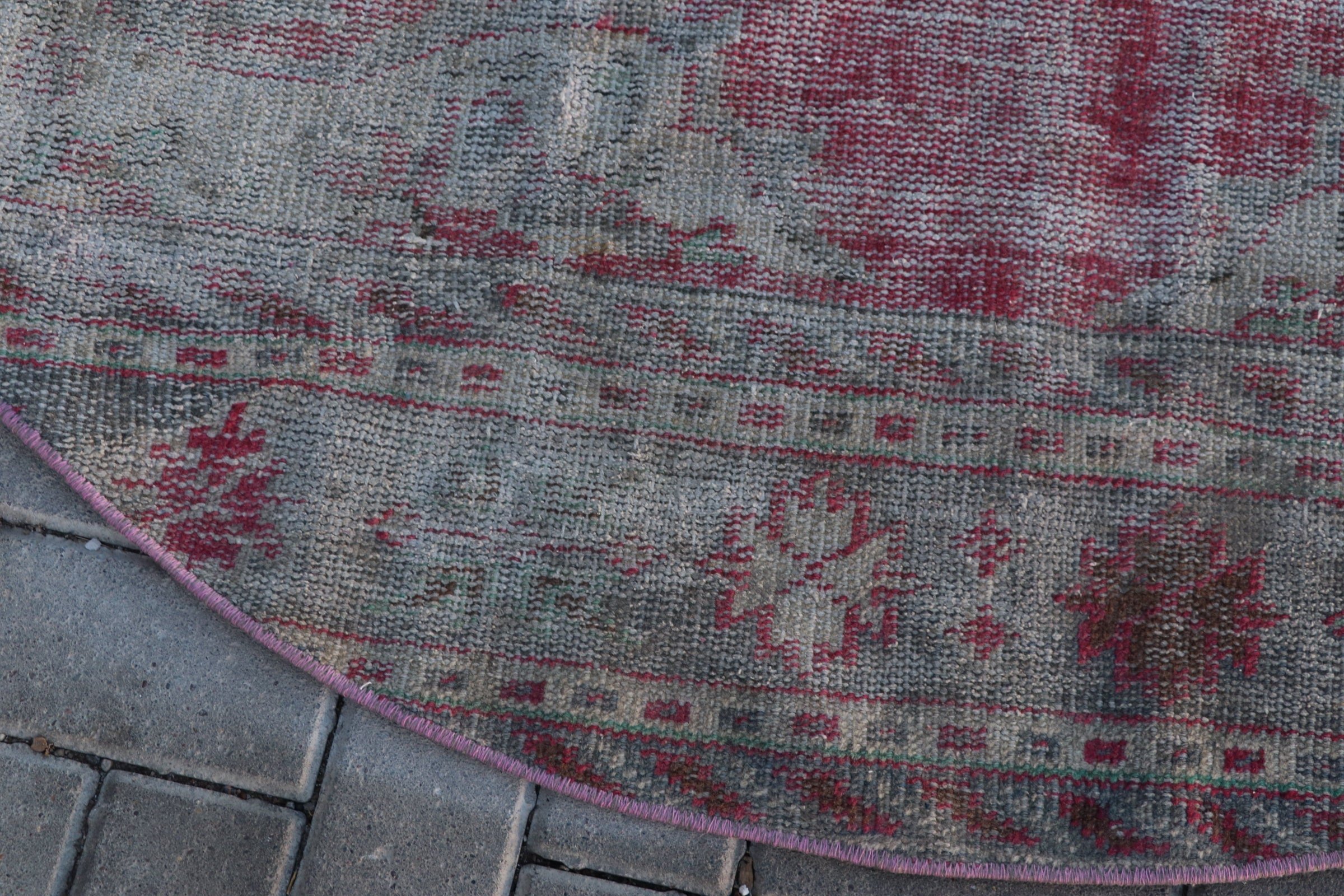 Turkish Rugs, Kitchen Rug, Vintage Rug, Pink Cool Rug, Rugs for Entry, 4.7x4.7 ft Accent Rug, Wool Rug, Bedroom Rug