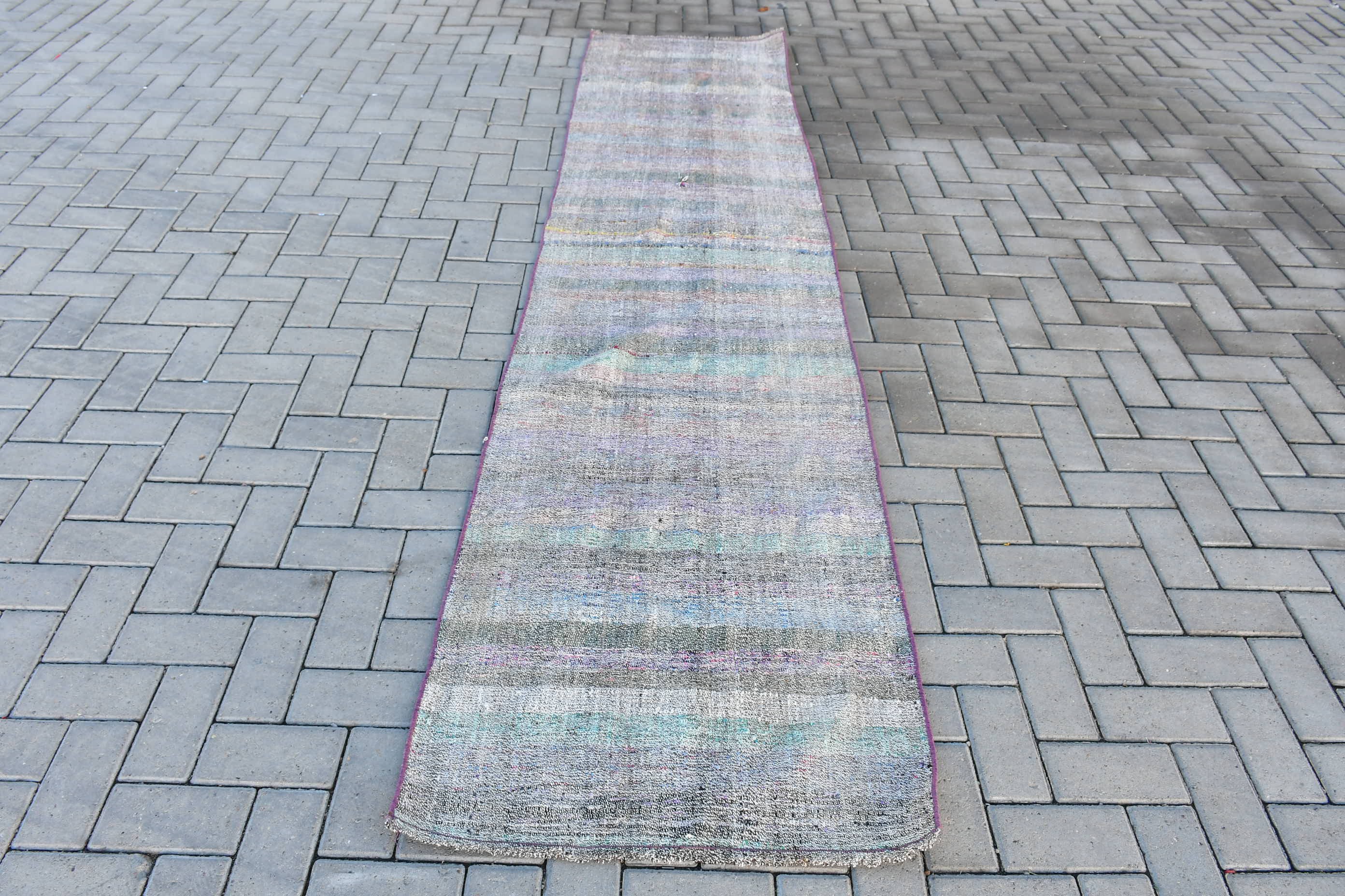 Koşucu Halıları, Koridor Halısı, Yün Halı, Merdiven Halısı, Vintage Halılar, Kilim, Mor Soğuk Halı, 2,5x10,3 ft Koşucu Halısı, Soğuk Halı, Türk Halısı