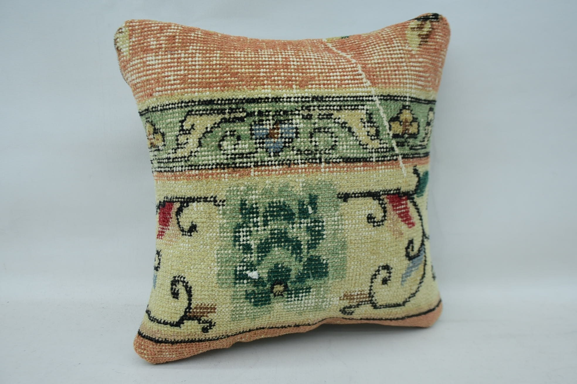 Boho Pillow, Aztec Pillow, 14"x14" Beige Cushion Case, Vintage Pillow, Decorative Pillow Case, Antique Pillows