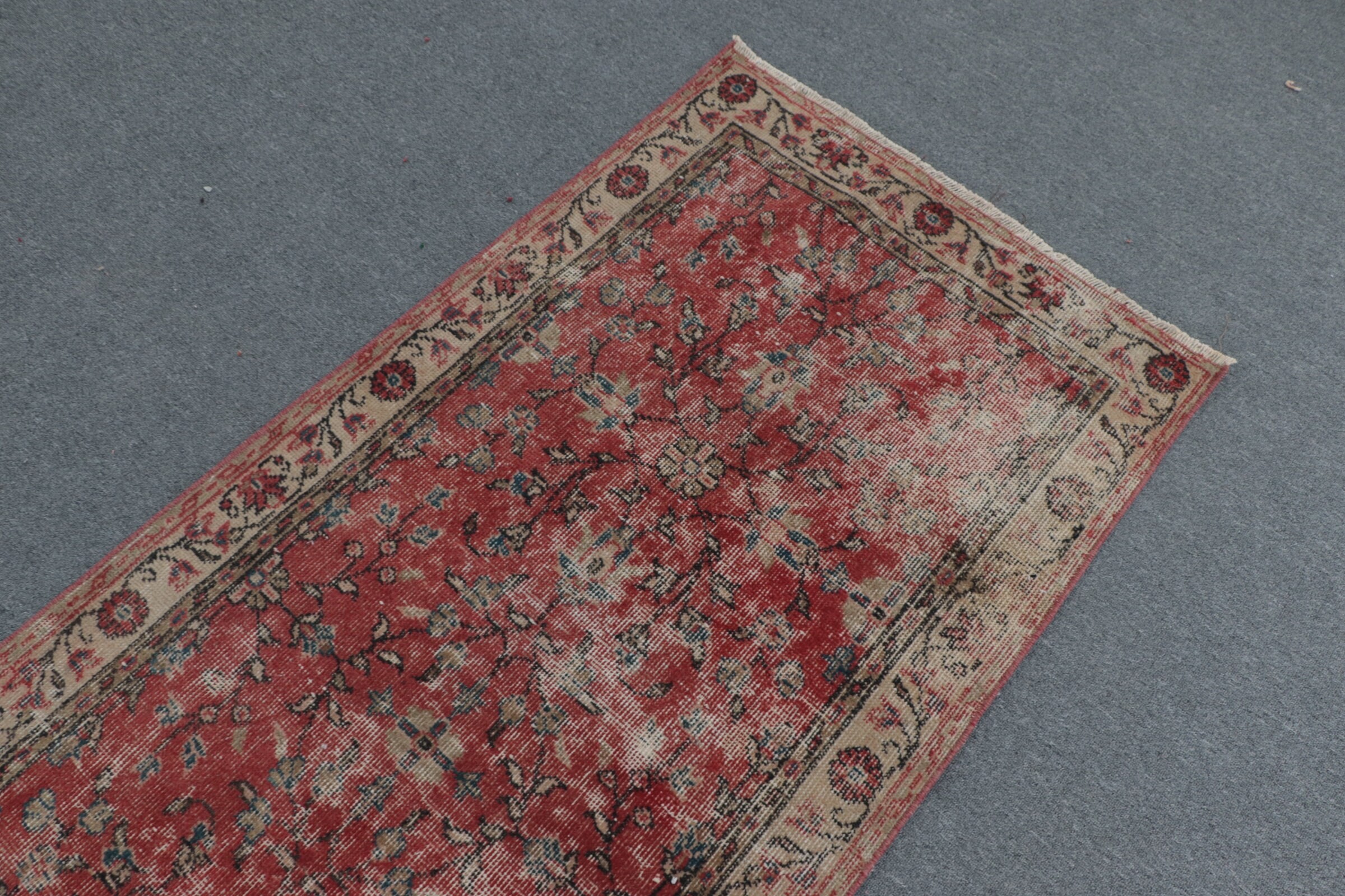 Turkish Rug, Entry Rug, Vintage Rug, Red Wool Rug, Bedroom Rug, Oriental Rug, Rugs for Entry, Handwoven Rugs, 2.9x6.6 ft Accent Rug