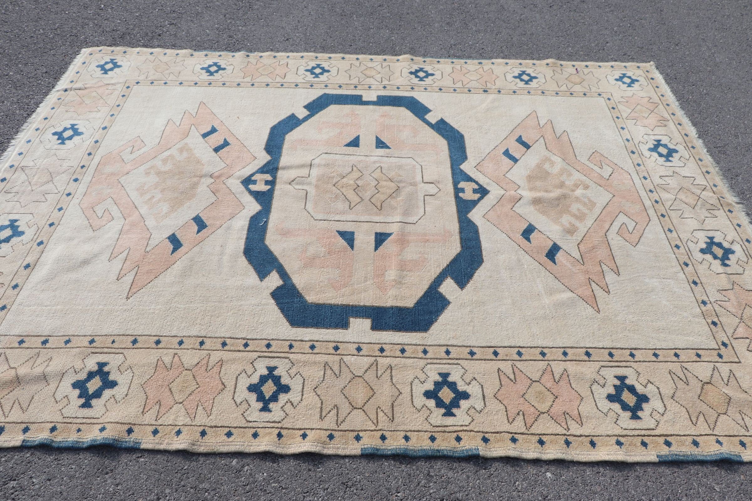 Vintage Rug, Dining Room Rugs, Cool Rugs, Moroccan Rug, Turkish Rug, Blue Anatolian Rugs, Aesthetic Rug, Bedroom Rug, 5.9x8.1 ft Large Rug