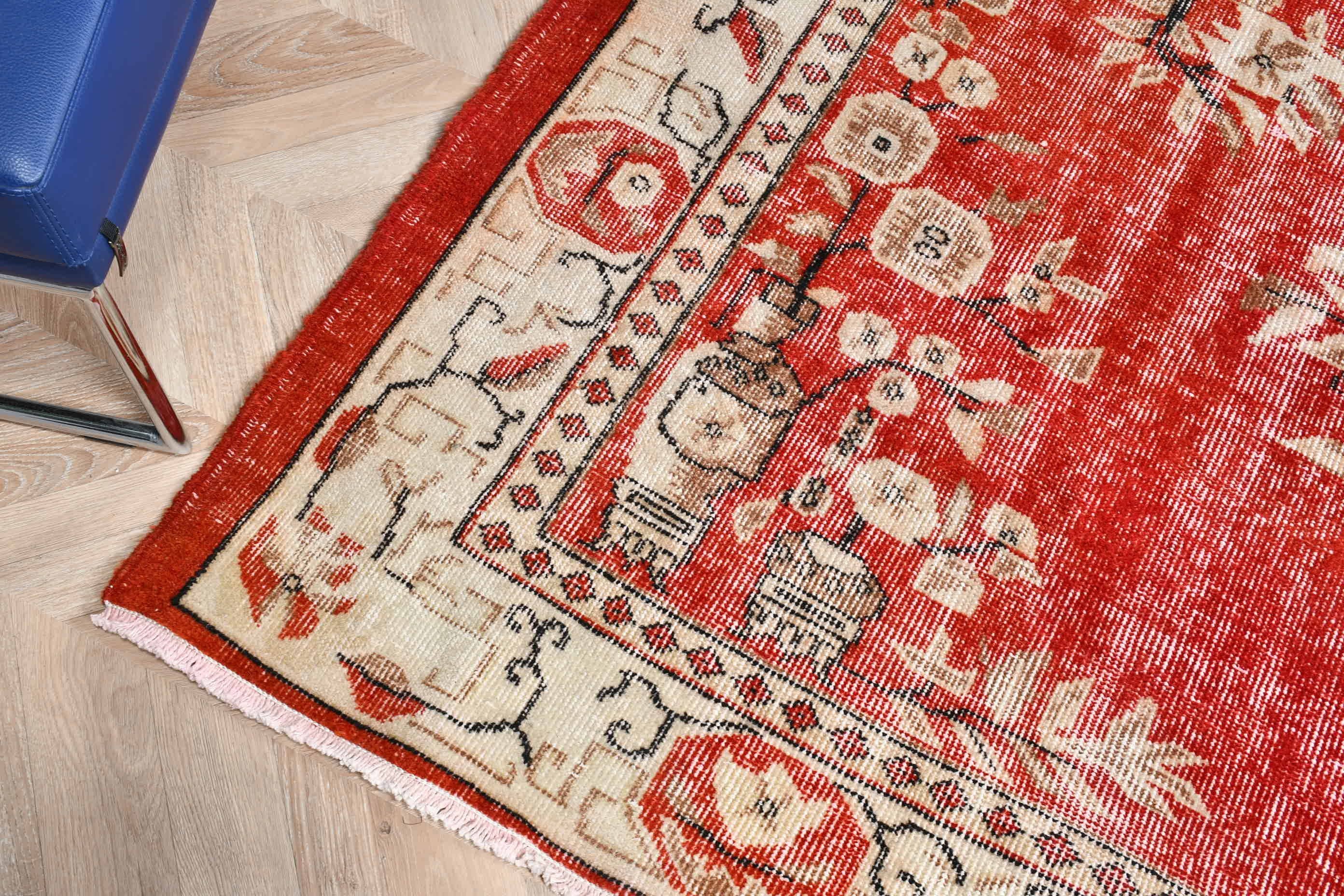 Bedroom Rug, Wool Rugs, Turkish Rugs, Red Bedroom Rug, Vintage Rugs, Living Room Rug, Rugs for Bedroom, 6x8.9 ft Large Rugs, Salon Rug