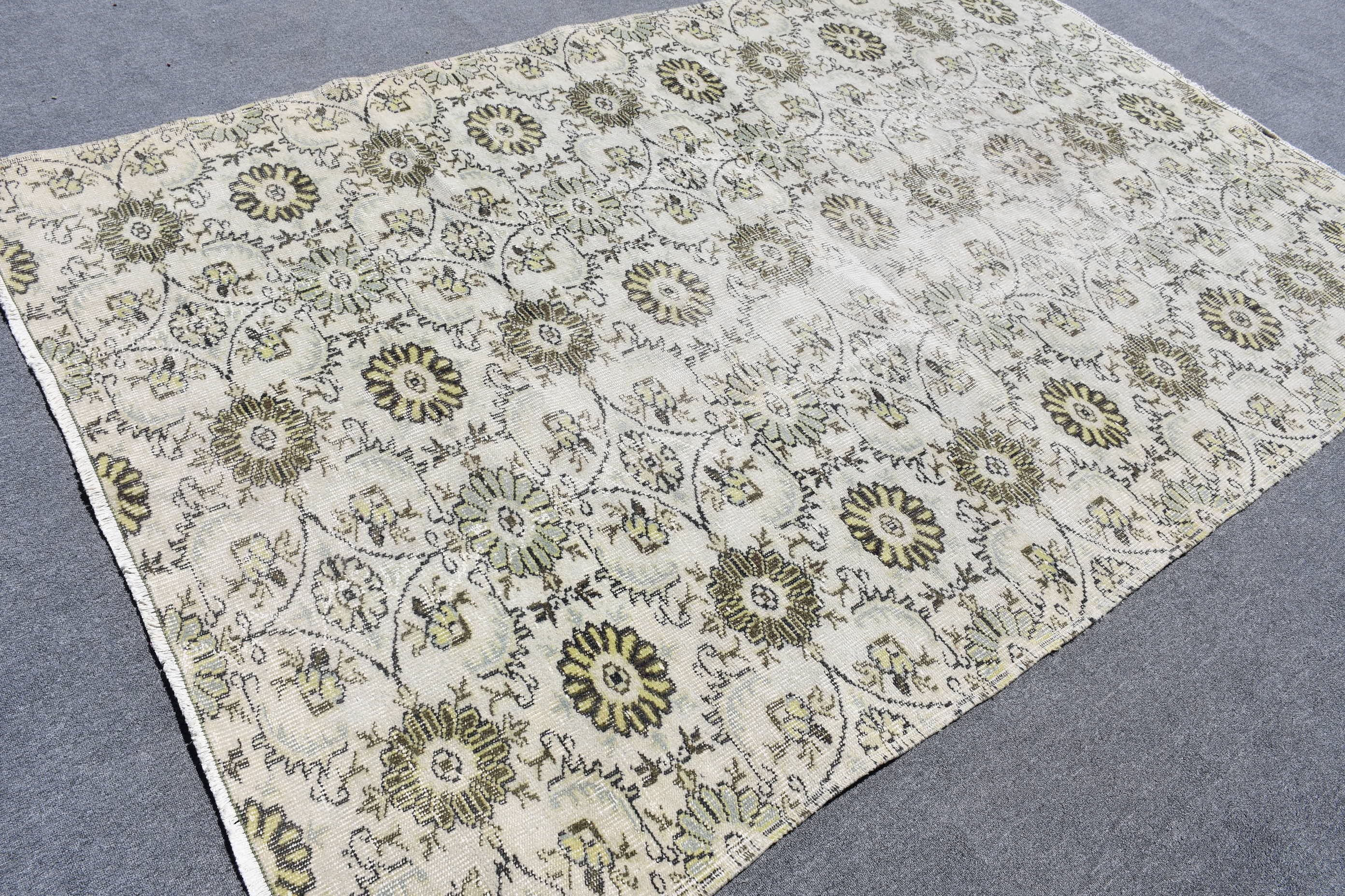 6x9.4 ft Large Rug, Beige Home Decor Rug, Oriental Rug, Salon Rug, Turkish Rug, Vintage Rug, Cool Rugs, Rugs for Living Room, Bedroom Rug