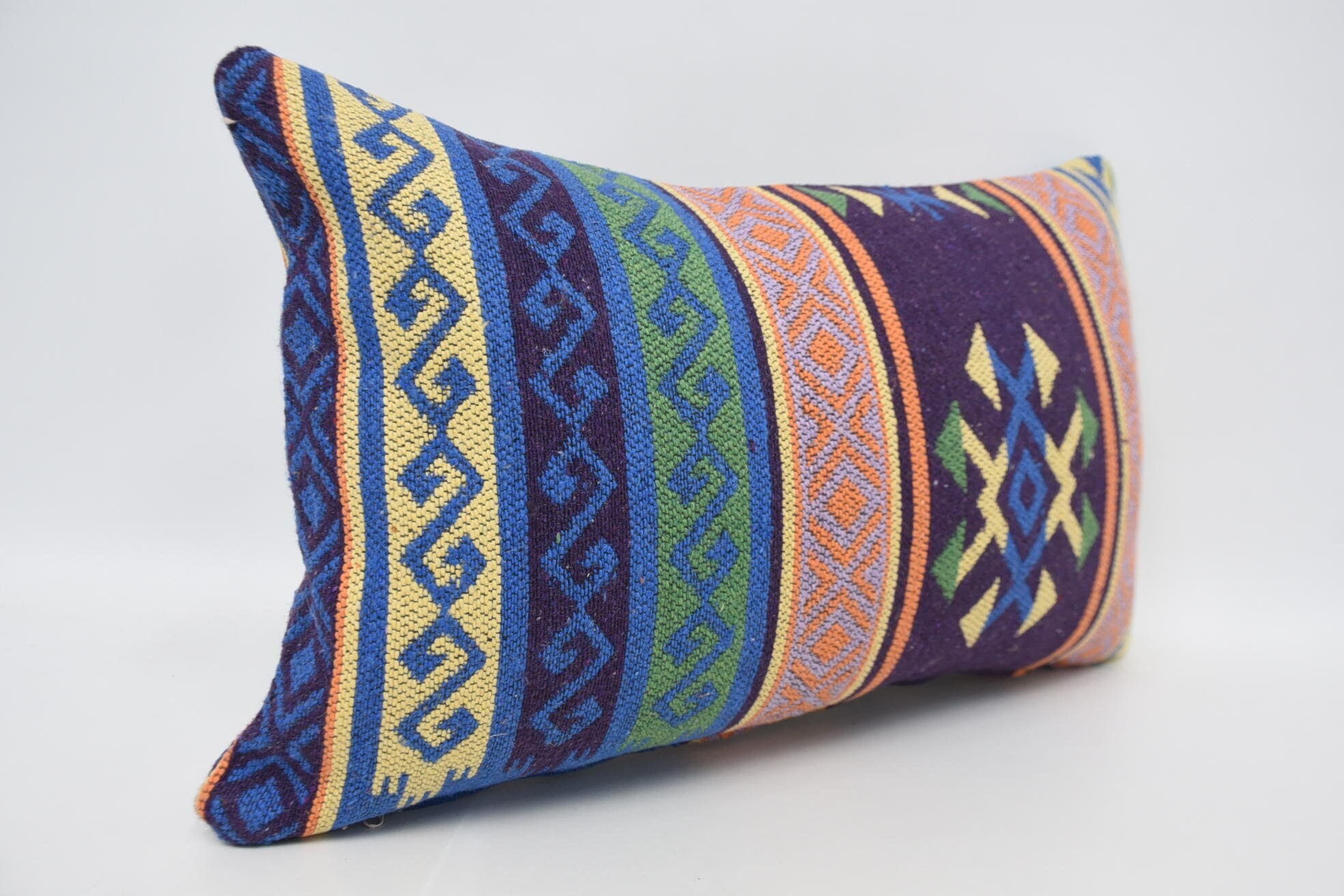 16"x24" Blue Cushion Case, Outdoor Cushion, Throw Kilim Pillow, Wholesale Pillow Case, Boho Pillow, Home Decor Pillow
