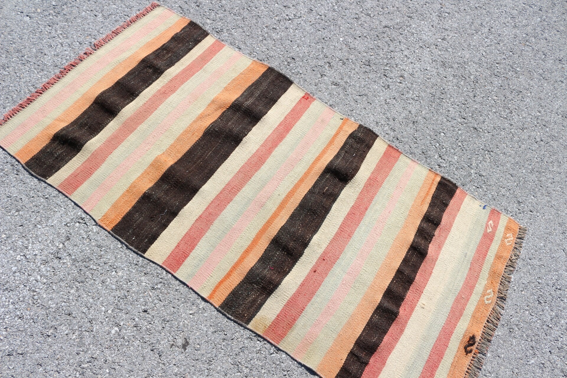 Soluk Halı, Antika Halı, Vintage Halılar, 2.5x5 ft Küçük Halı, Anadolu Halısı, Türk Halısı, Duvara Asılı Halı, Turuncu Soğuk Halı, Banyo Halısı, Kilim