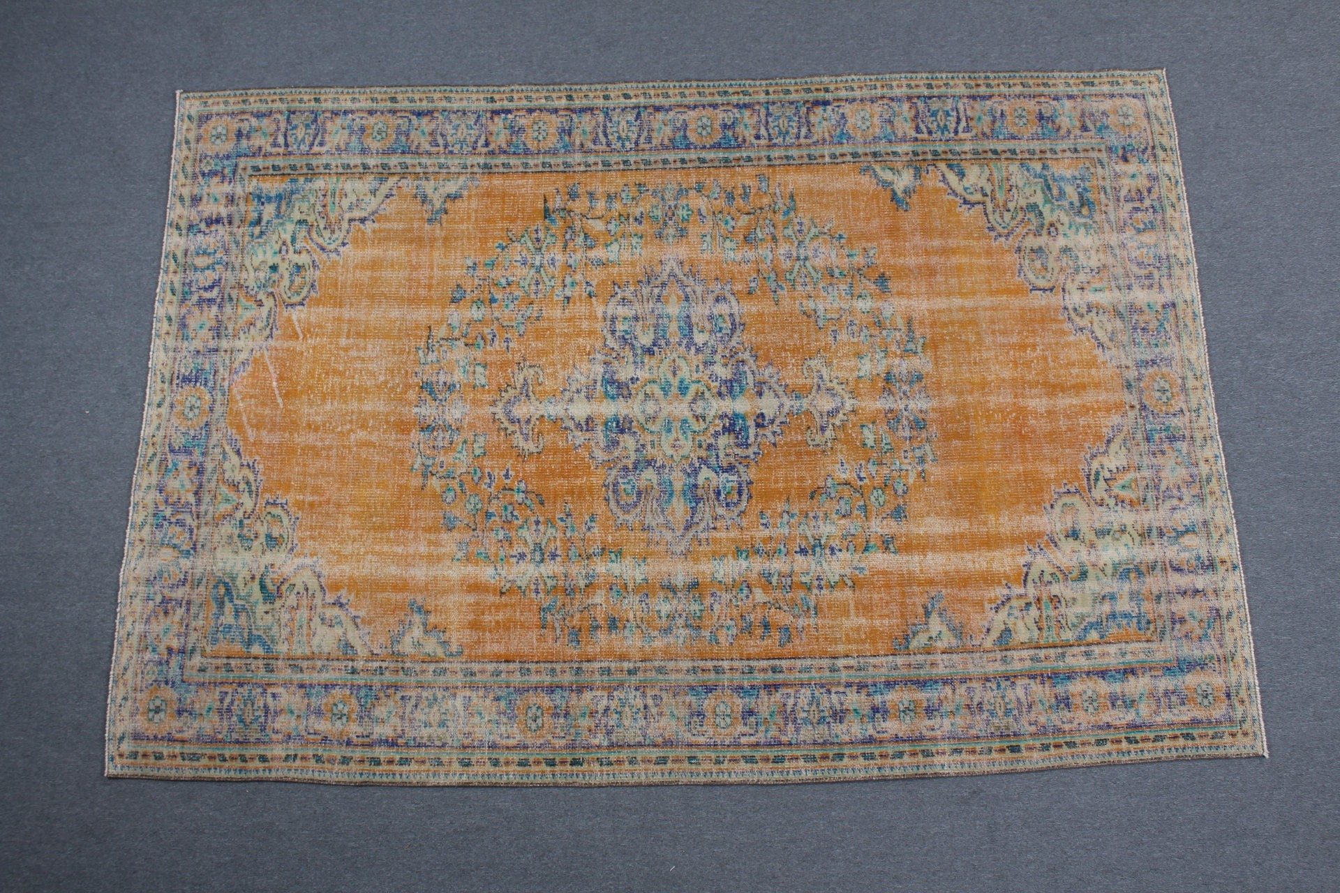 Vintage Halılar, Mutfak Halısı, 6.3x9.4 ft Büyük Halılar, Türk Halıları, Yatak Odası Halıları, Aztek Halısı, Yer Halısı, Sarı Ev Dekor Halısı, Oturma Odası Halıları