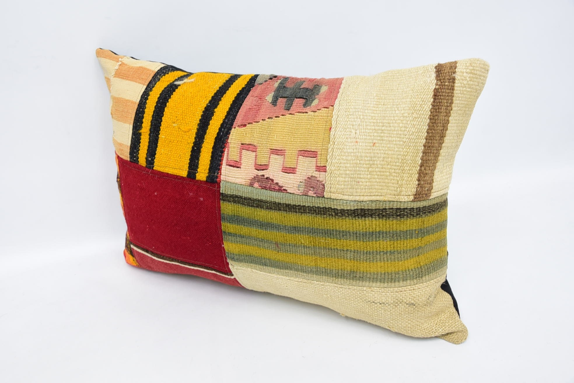 Home Decor Pillow, 16"x24" Red Pillow Sham, Shabby Chic Cushion Case, Kilim Pillow Cover, Rustic Cushion Case, Kilim Cushion Sham