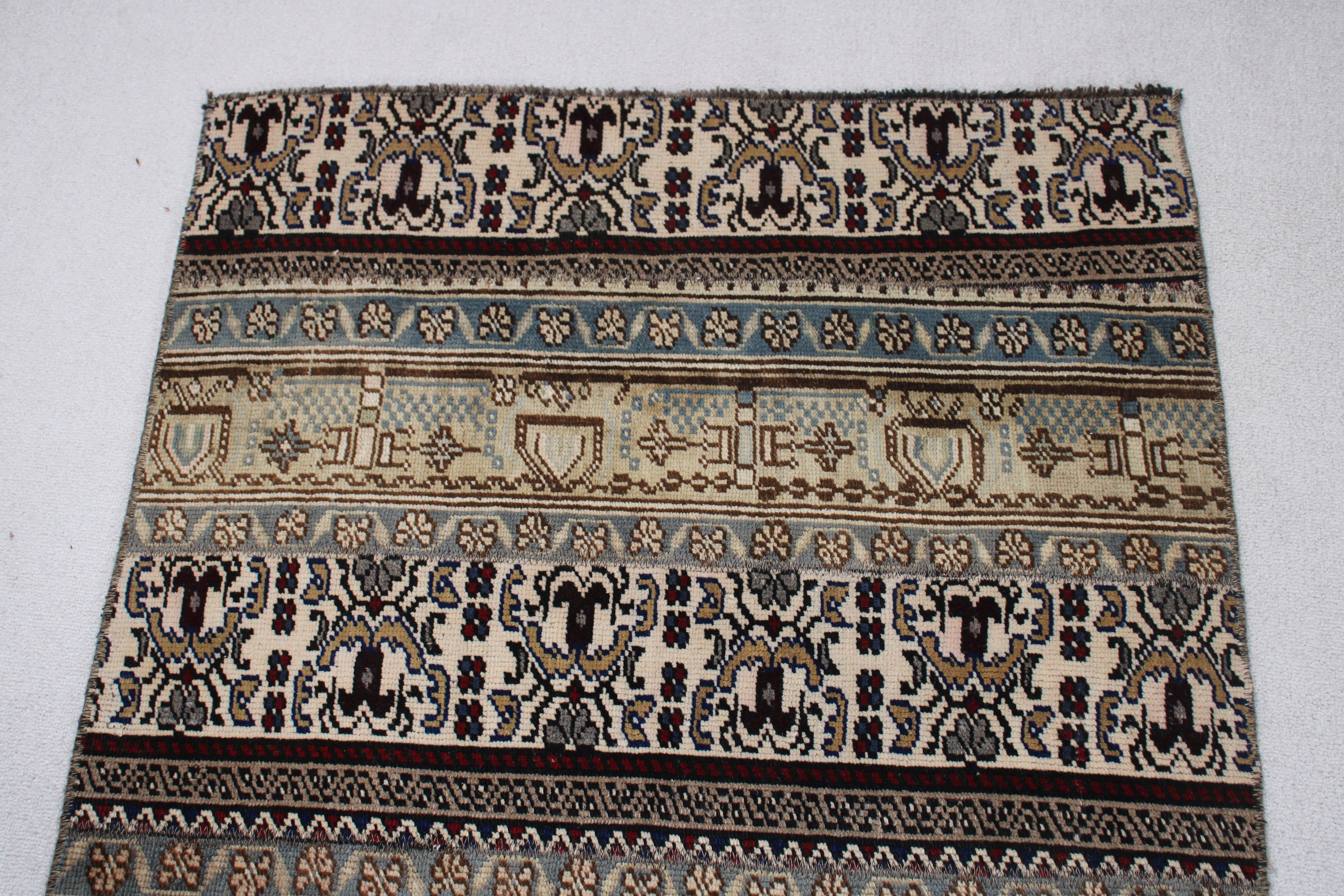 2.8x8.6 ft Runner Halı, Geometrik Halı, Vintage Halılar, Kahverengi Anadolu Halısı, Antika Halı, Mutfak Halısı, Türk Halıları, Vintage Runner Halısı