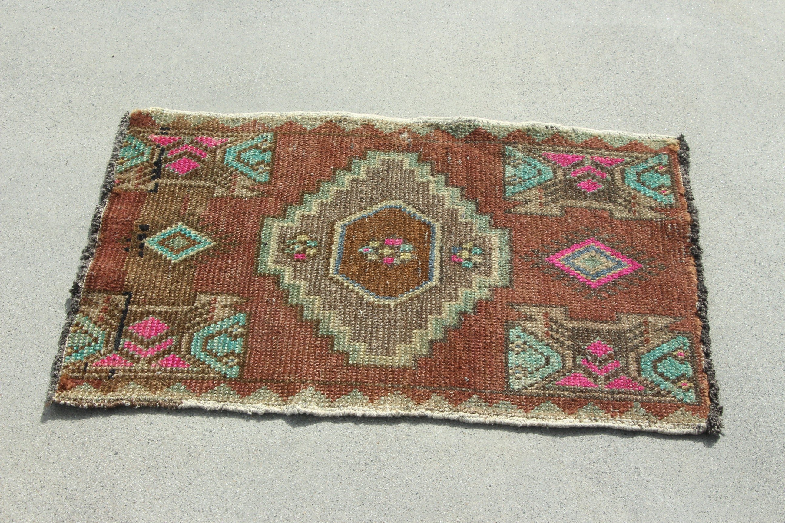 El Dokuma Halılar, 1.6x2.4 ft Küçük Halı, Vintage Halılar, Boho Halı, Yatak Odası Halıları, Giriş Halıları, Türk Halıları, Kahverengi Modern Halılar, Araba Paspas Halısı