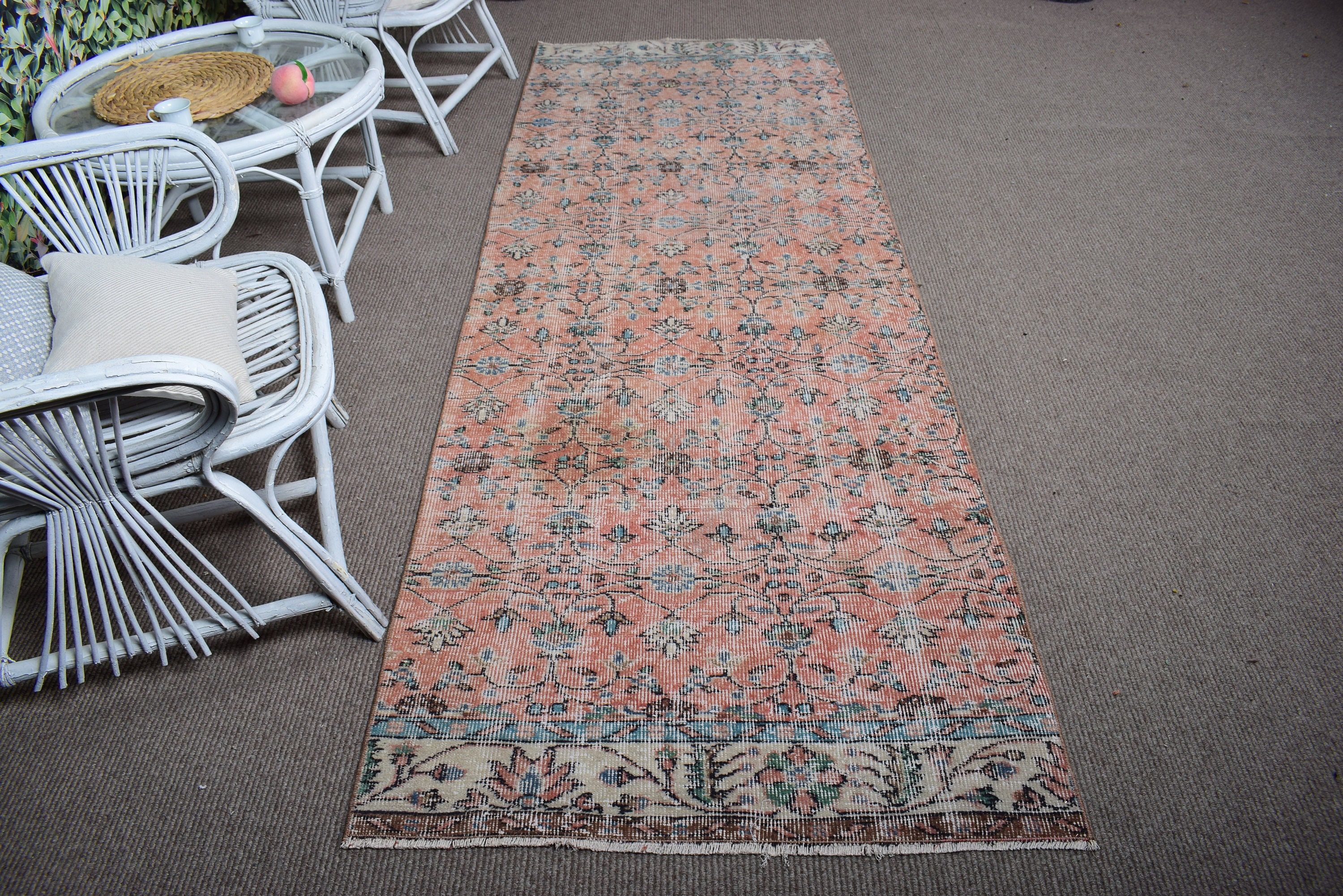 Long Runner Rugs, Statement Rugs, Stair Rug, Orange Statement Rugs, Turkish Rug, Vintage Rugs, 3.1x9.1 ft Runner Rugs