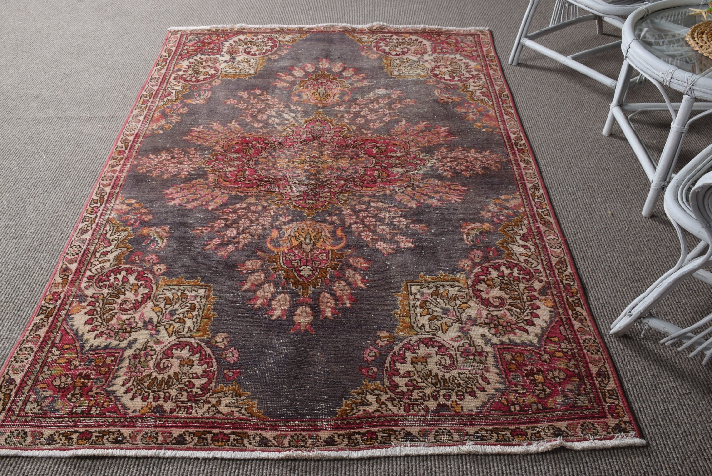 Pembe Yatak Odası Halısı, Mutfak Halıları, Yer Halıları, Mutfak Halısı, Vintage Halı, 4.7x7.3 ft Alan Halısı, Türk Halıları, Boho Halısı