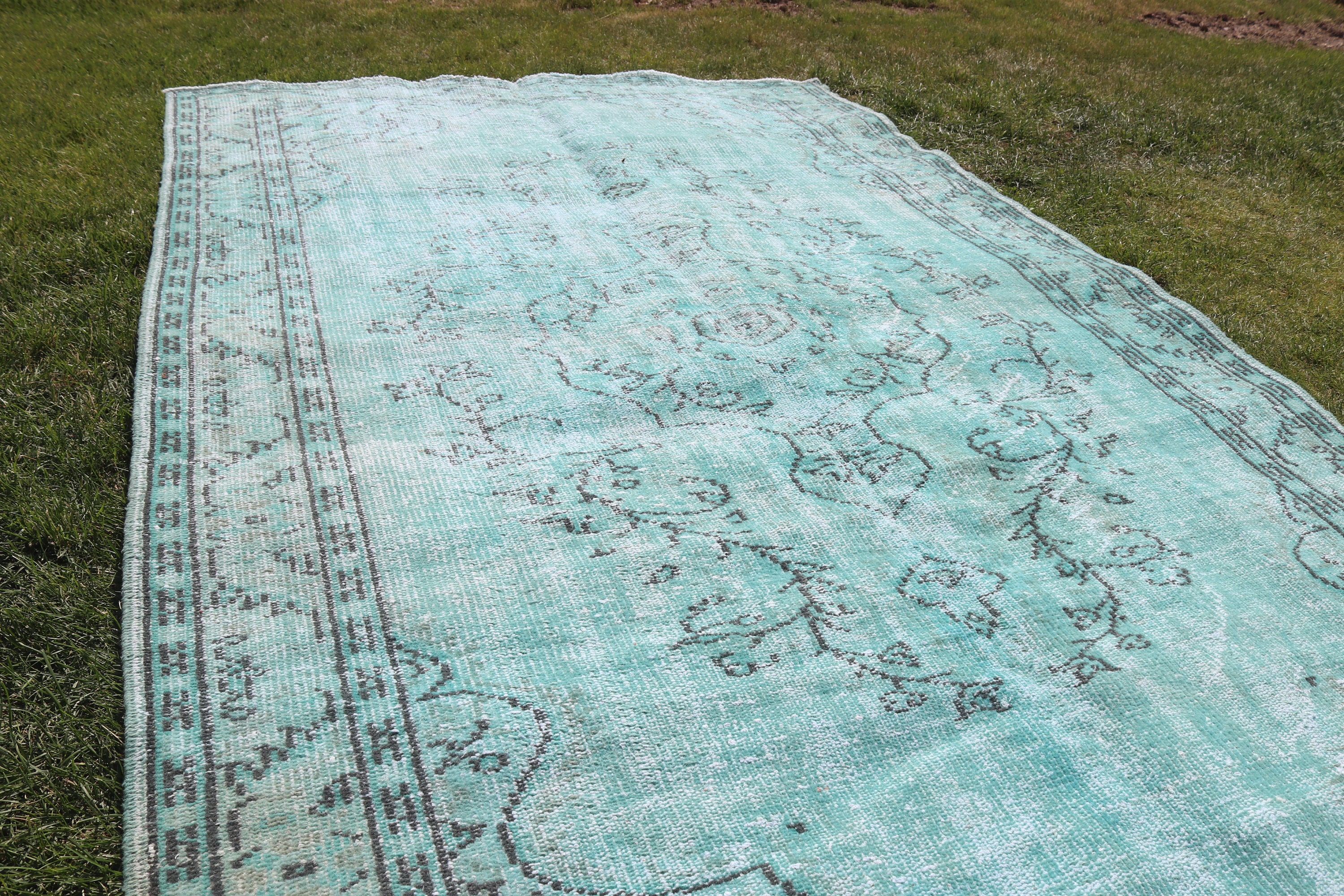 Vintage Halı, Türk Halısı, Mavi Geometrik Halılar, Ev Dekorasyonu Halıları, 5.6x8.6 ft Büyük Halı, Yatak Odası Halıları, Yemek Odası Halısı, Yer Halıları, Lüks Halı