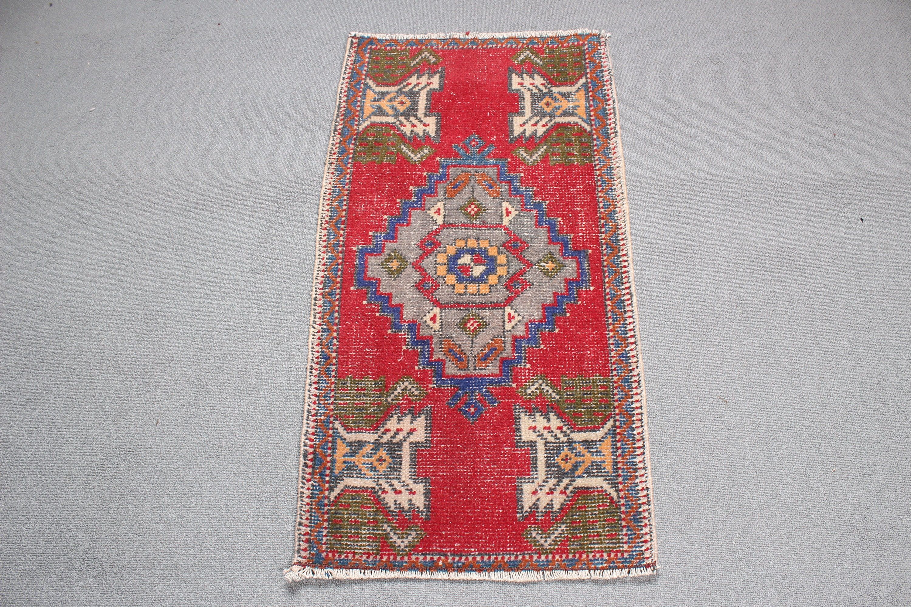 Bathroom Rugs, Wool Bath Mat Rug, Vintage Rug, Kitchen Rugs, Red Bedroom Rug, Turkish Rug, 1.6x3.1 ft Small Rug, Oriental Rugs, Car Mat Rug