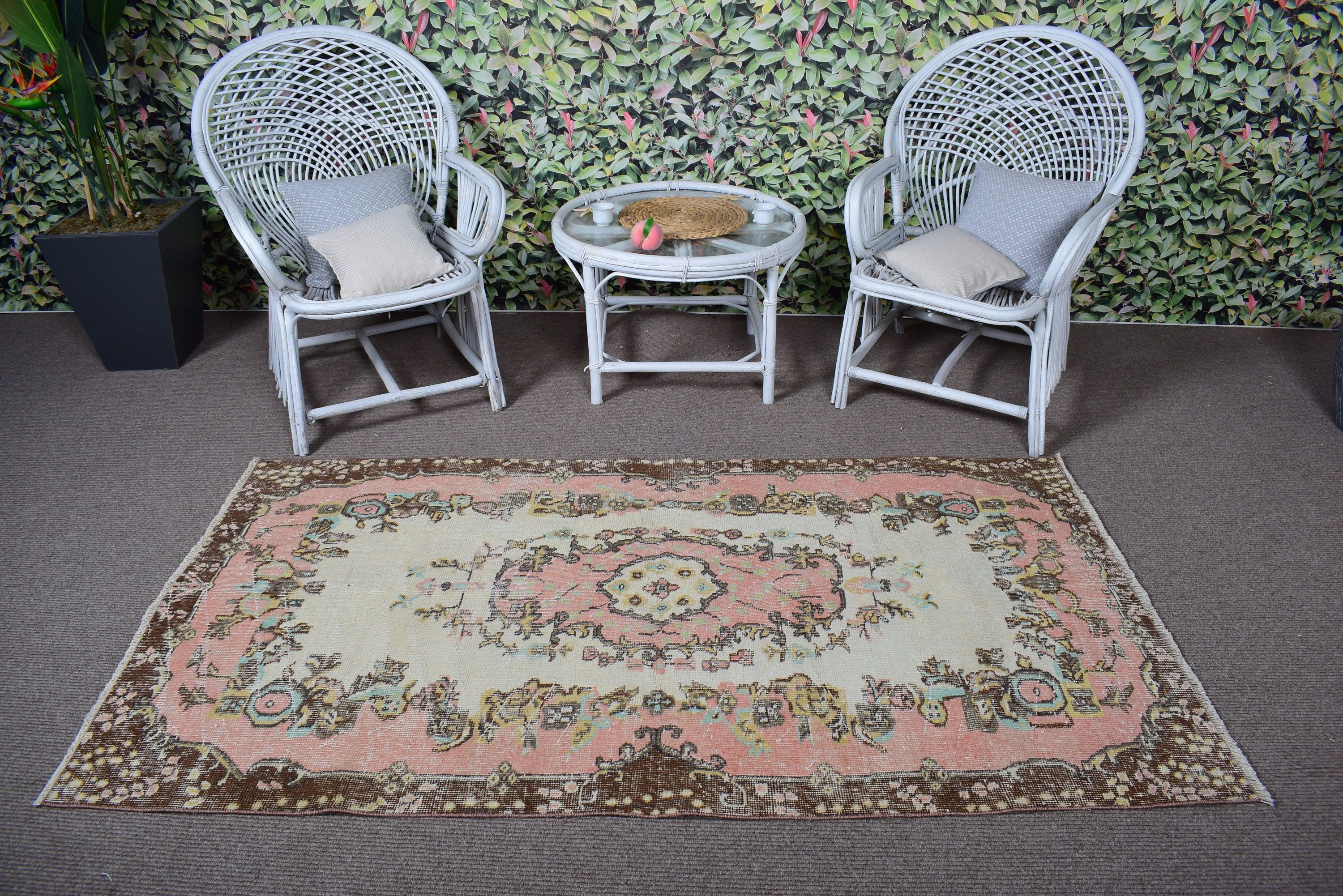 Geometric Rug, 3.6x6.6 ft Accent Rugs, Nursery Rug, Kitchen Rugs, Vintage Rugs, Oriental Rugs, Turkish Rugs, Orange Home Decor Rug