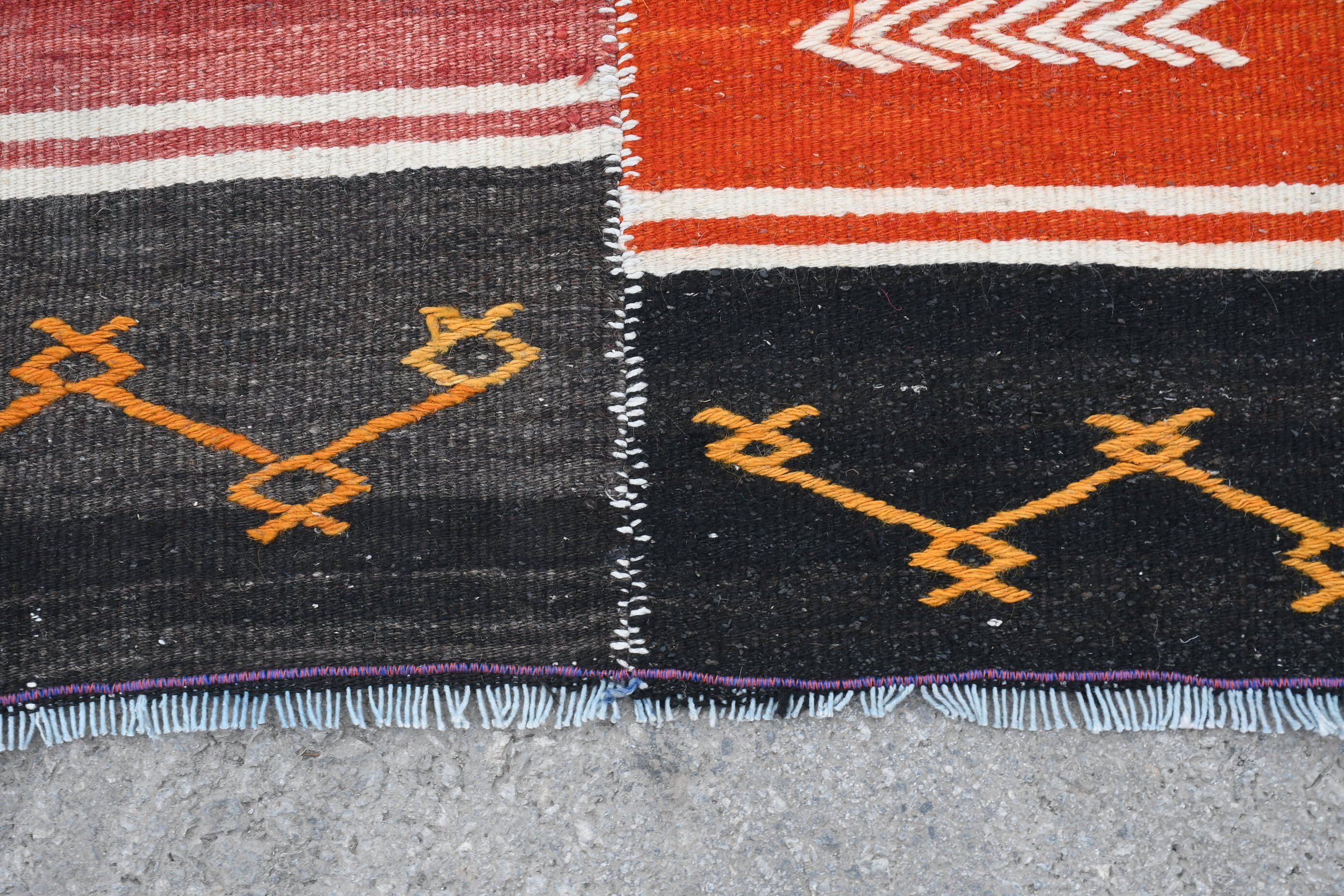 3.4x4.8 ft Accent Rugs, Kitchen Rug, Bedroom Rugs, Nursery Rug, Turkish Rug, Vintage Rug, Home Decor Rugs, Orange Wool Rugs, Art Rug, Kilim