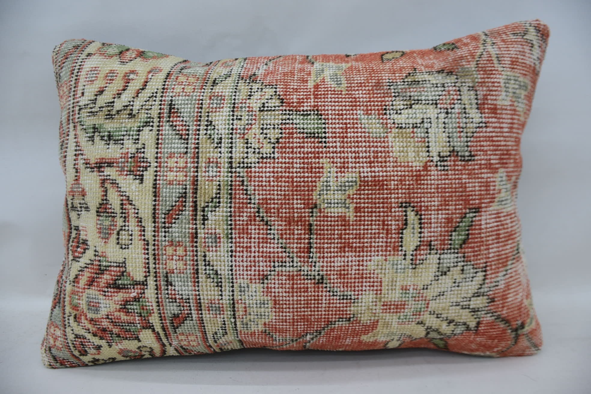 Pillow for Couch, Traditional Pillow Case, 16"x24" Red Cushion Cover, Boho Pillow, Bed Pillow Case, Vintage Kilim Pillow