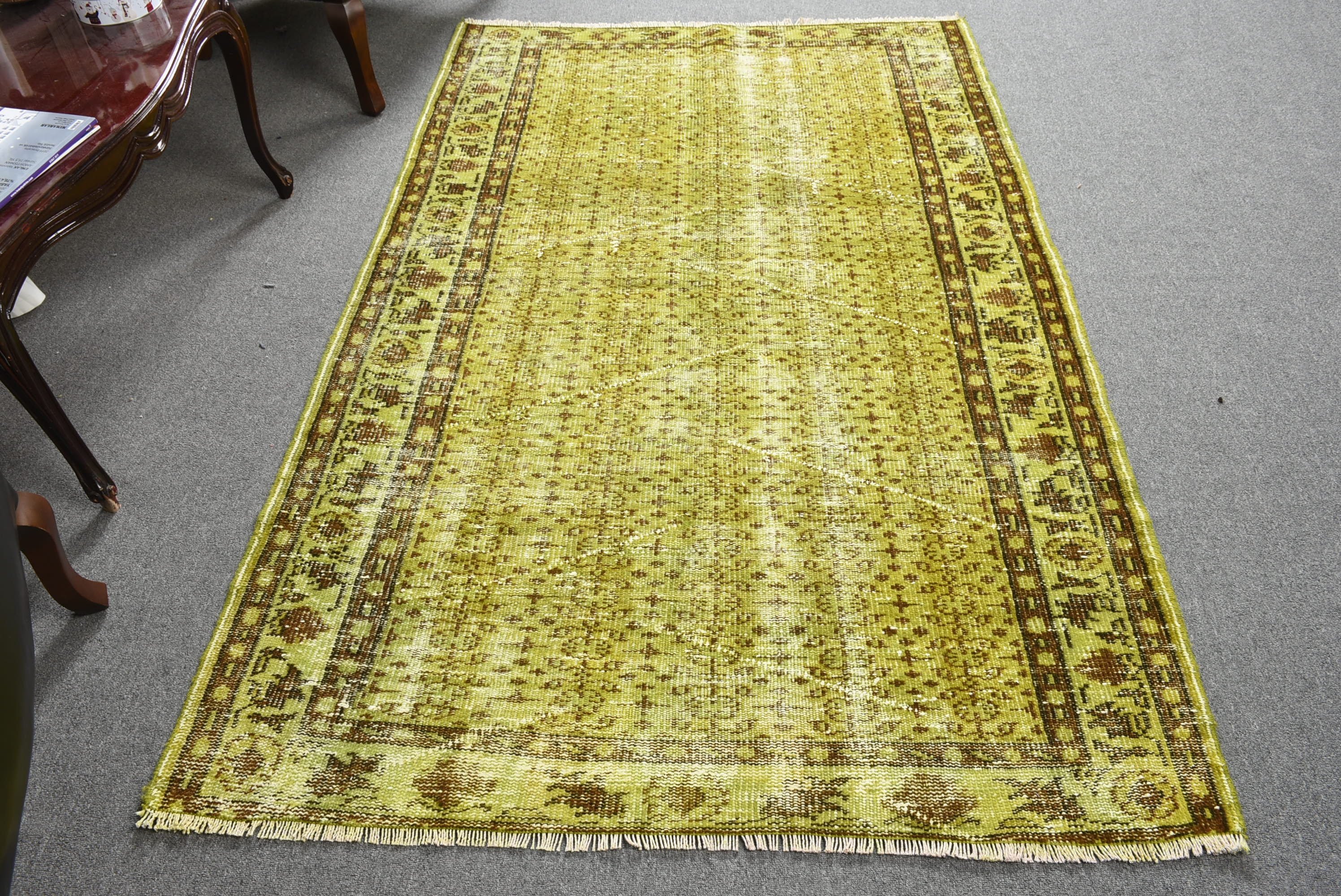 Yeşil Ev Dekor Halısı, Çocuk Odası Halıları, İç Mekan Halısı, Türk Halıları, Vintage Halı, 4.4x6.8 ft Alan Halısı, Çocuk Halısı, Antika Halı, Havalı Halı