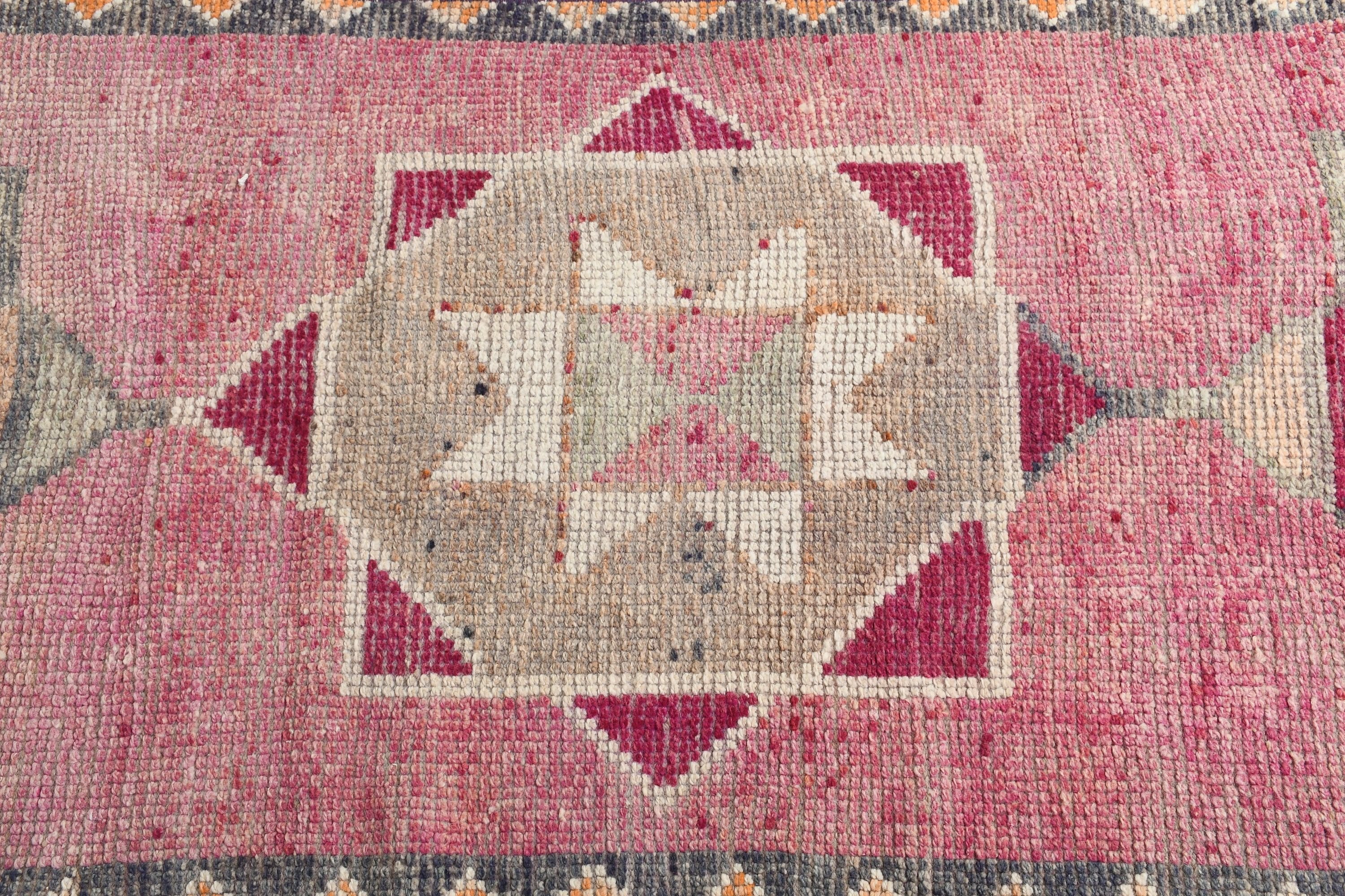 Vintage Rug, Turkish Rug, Home Decor Rug, Corridor Rug, 2.9x11 ft Runner Rug, Bright Rug, Pink Floor Rug, Antique Rug, Rugs for Kitchen