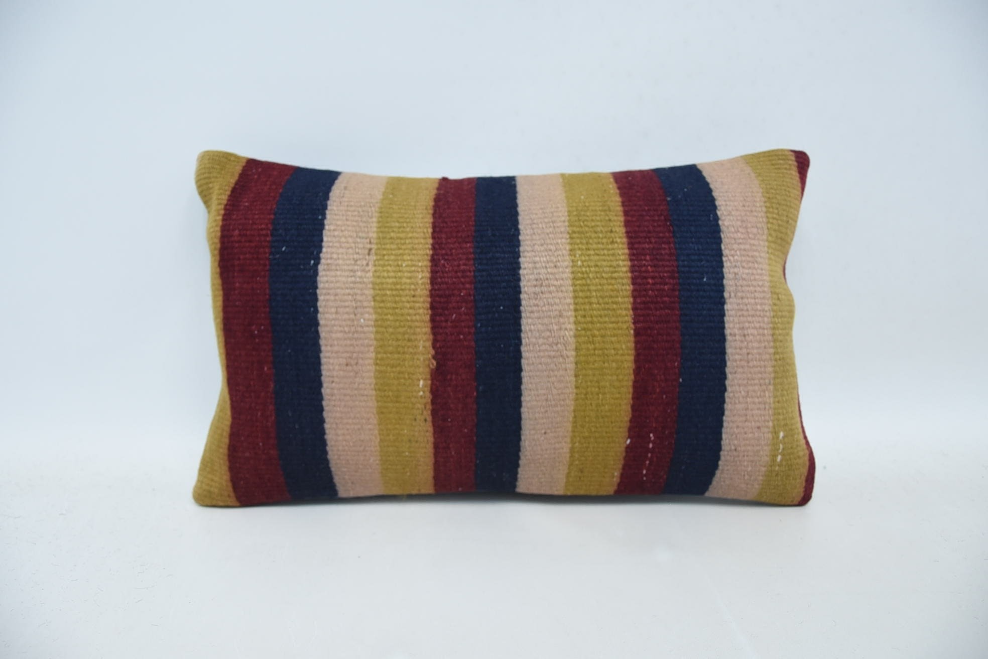 Farmhouse Cushion, Pillow for Sofa, Turkish Kilim Pillow, 12"x20" Red Pillow Cover, Art Deco Cushion Case, Home Decor Pillow