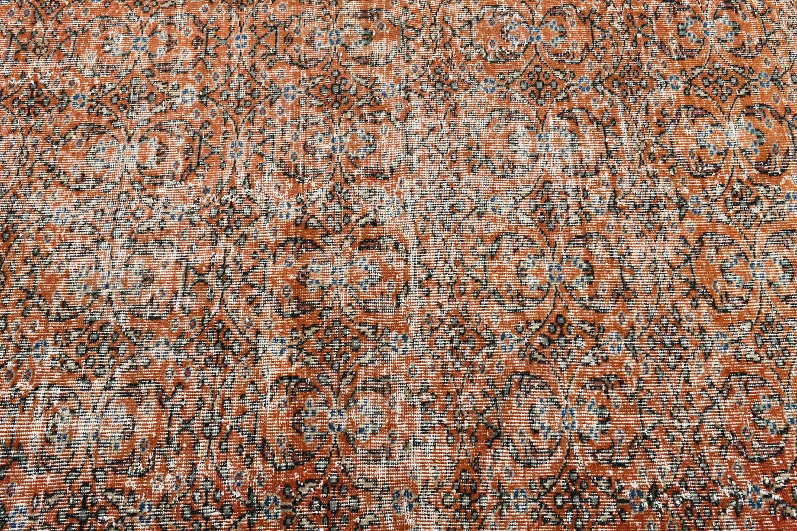 3.8x7.4 ft Area Rugs, Turkish Rug, Indoor Rug, Rugs for Kitchen, Orange Antique Rug, Oriental Rugs, Vintage Rug, Handmade Rug, Cool Rug