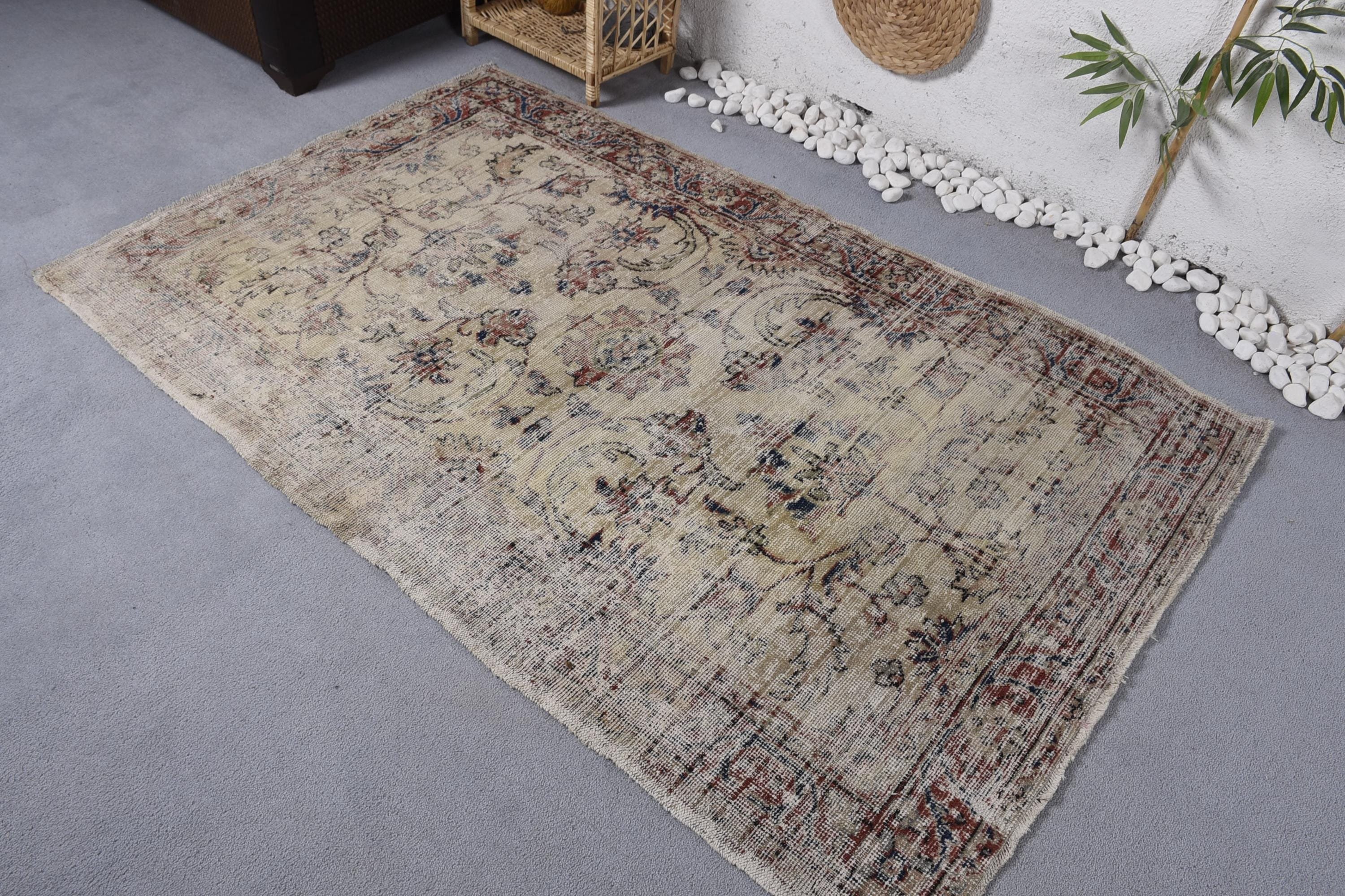 Kitchen Rugs, Turkish Rug, 4.1x6.4 ft Area Rug, Dining Room Rugs, Aztec Rug, Anatolian Rugs, Vintage Rug, Nursery Rug, Beige Anatolian Rugs