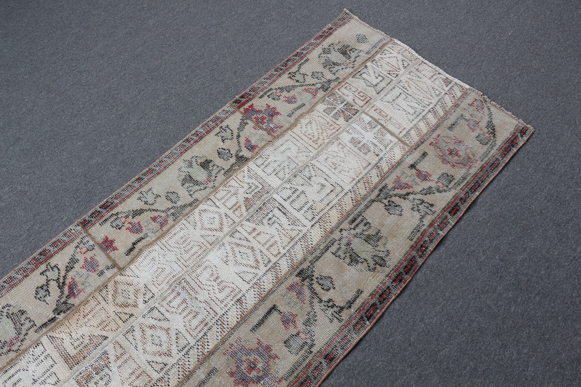 Türk Halısı, Koridor Halısı, Merdiven Halıları, Bej Oushak Halısı, Mutfak Halısı, Ev Dekorasyonu Halıları, Sevimli Halı, Vintage Halı, 2,7x8,2 ft Yolluk Halıları