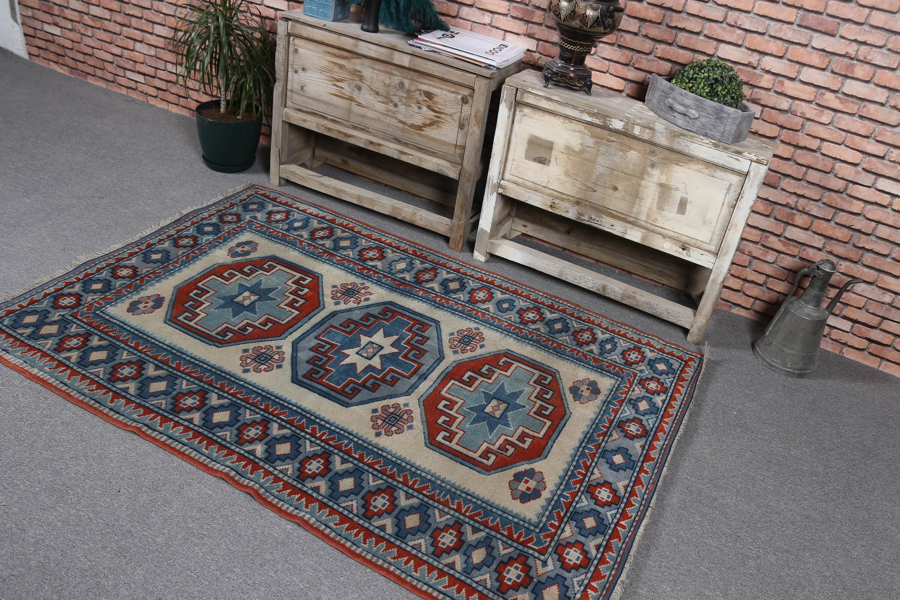 Oriental Rug, Moroccan Rug, Bedroom Rugs, Vintage Rug, Turkish Rug, 4x5.7 ft Accent Rug, Nursery Rug, Office Rugs, Beige Home Decor Rugs