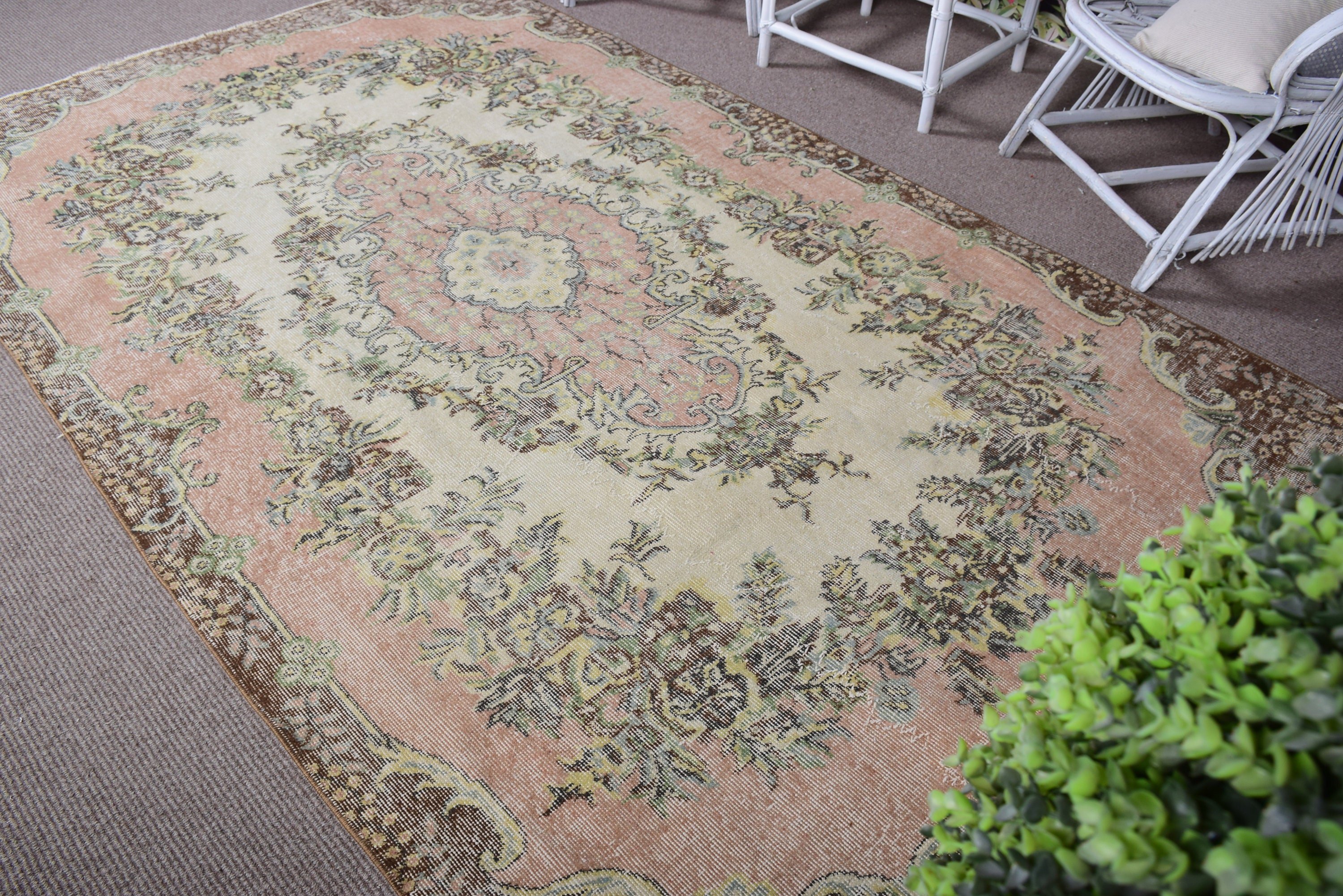 Living Room Rug, Beige Antique Rug, Turkish Rug, 5.3x9 ft Large Rugs, Dining Room Rugs, Vintage Rug, Cool Rug, Retro Rug