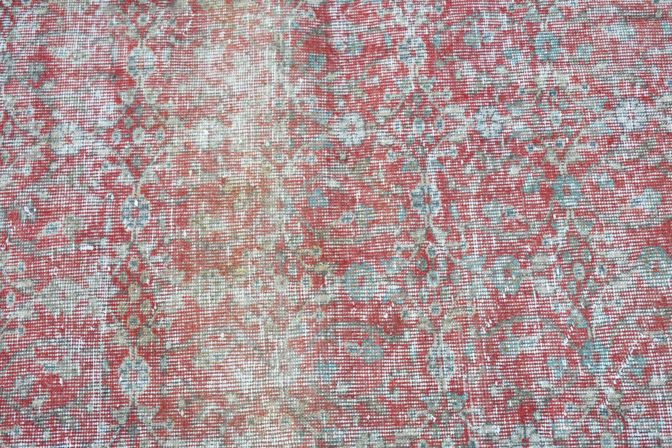 Vintage Rug, Bath Rugs, Turkish Rugs, Rugs for Bath, Boho Rug, 2.1x4.5 ft Small Rug, Entry Rugs, Wool Rug, Red Oushak Rugs