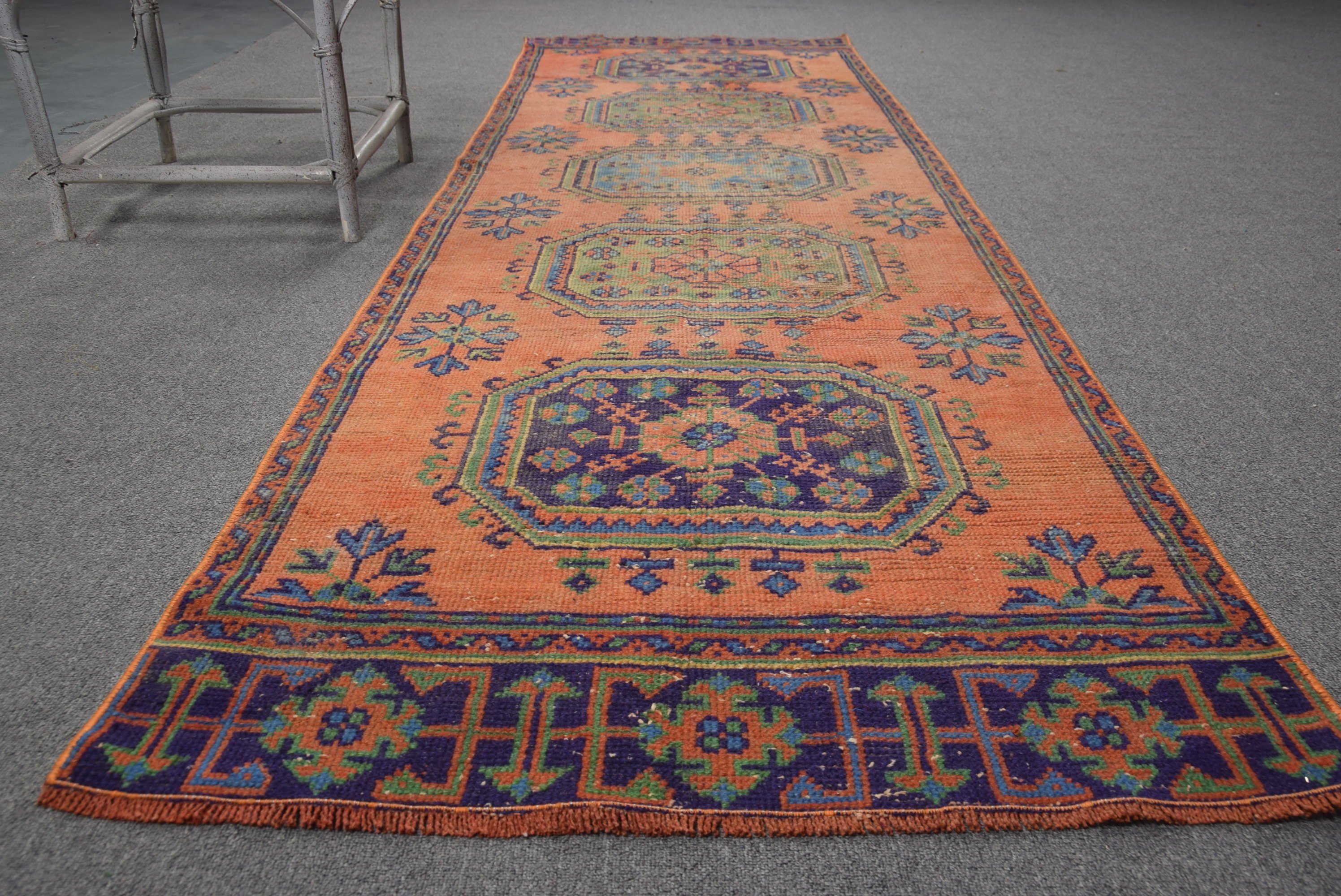 Vintage Halı, Turuncu Oushak Halı, Etnik Halı, Yer Halısı, Mutfak Halıları, Koridor Halısı, Fas Halısı, 3.1x10.1 ft Runner Halısı, Türk Halıları