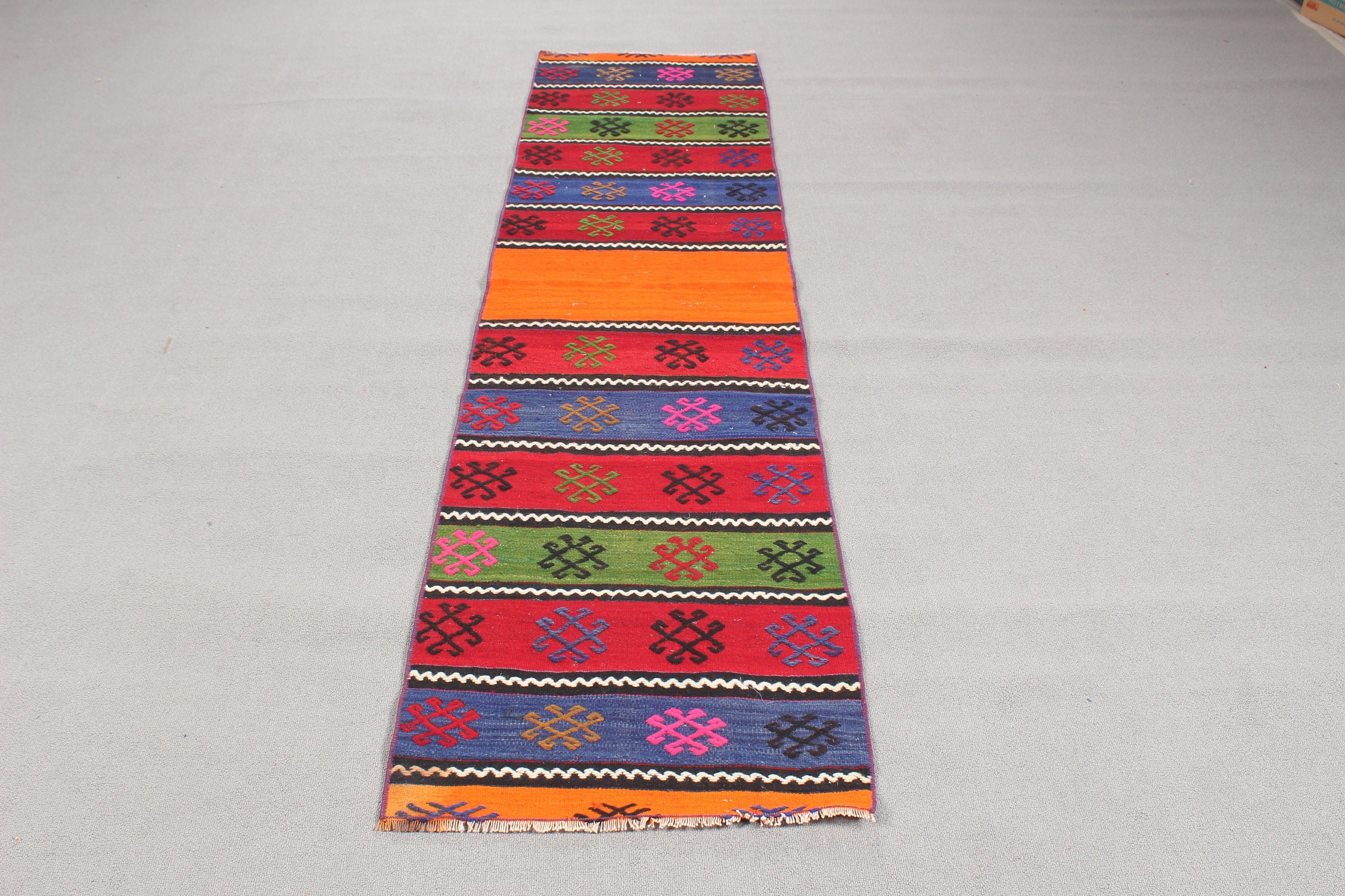 Vintage Runner Halı, Türk Halısı, Gökkuşağı İfade Halıları, 2x8,2 ft Runner Halısı, Kilim, Ofis Halısı, Vintage Halı, Düz Dokuma Halılar, Havalı Halılar