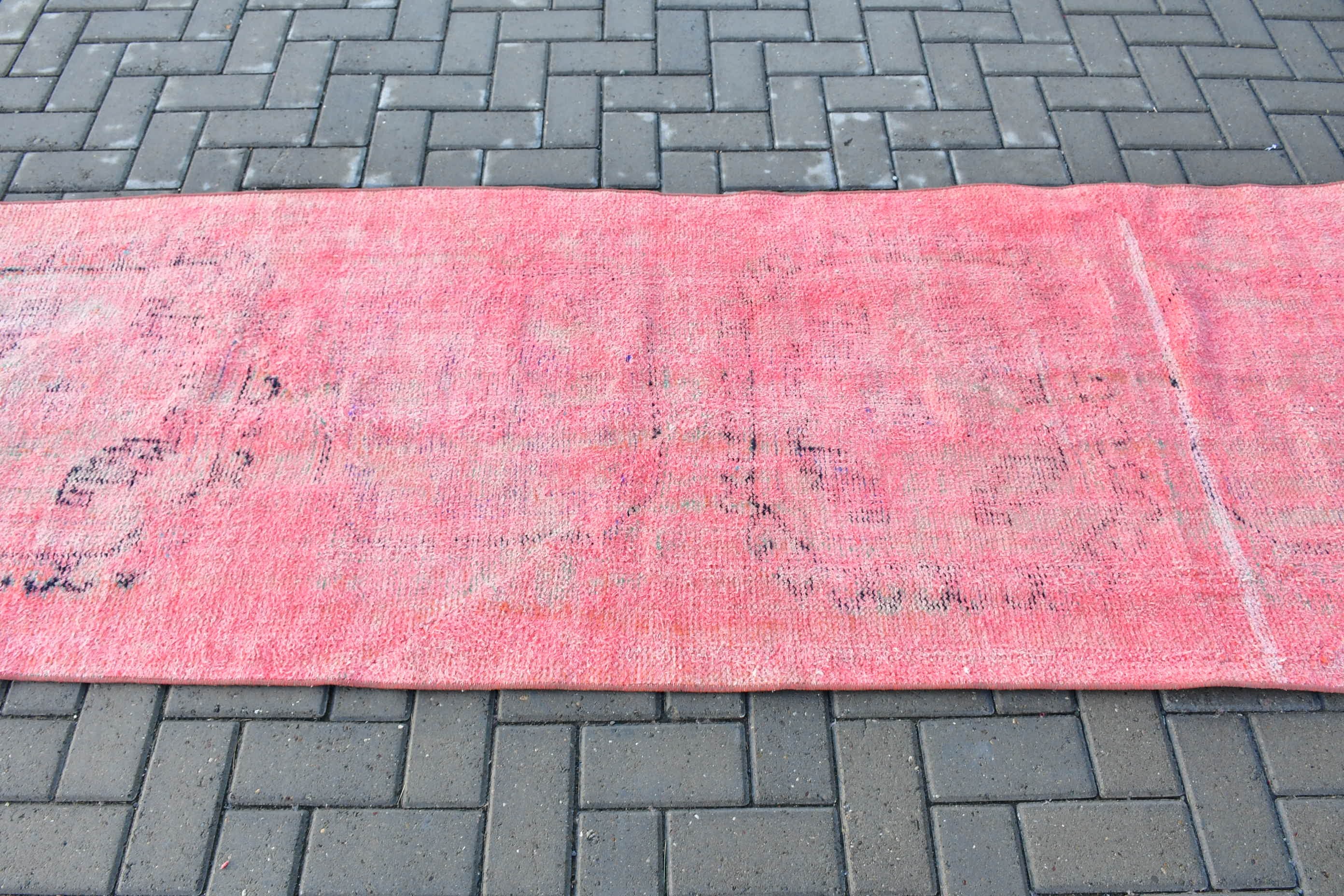 Old Rug, Pink Cool Rug, Anatolian Rug, Turkish Rug, 2.8x8 ft Runner Rugs, Vintage Rug, Rugs for Stair, Hallway Rug, Moroccan Rug, Floor Rug