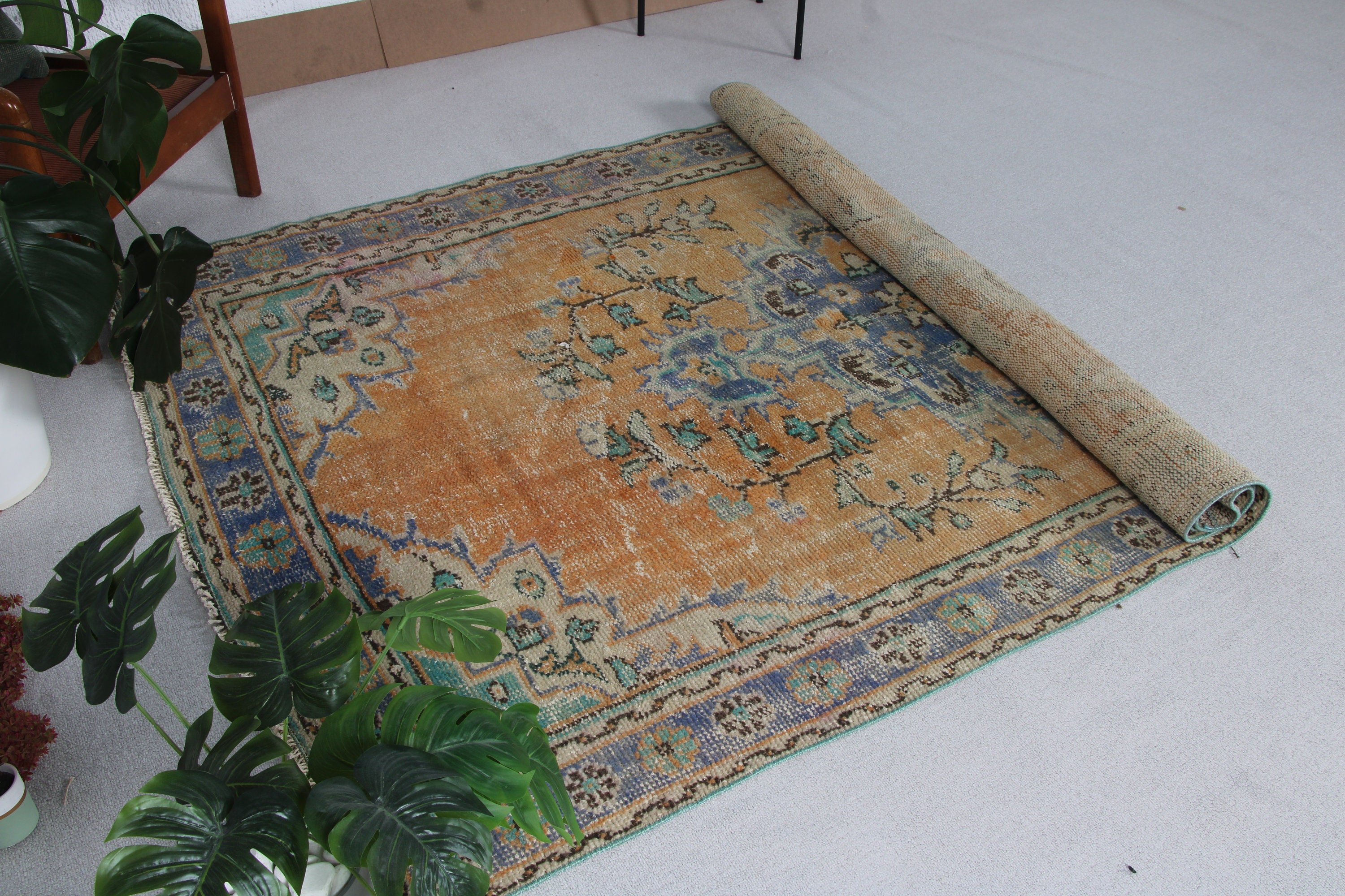 Vintage Halılar, Yemek Odası Halısı, Büyük Boho Halıları, Antika Halı, Düz Dokuma Halılar, Bronz Geometrik Halı, Türk Halısı, 5.3x8.7 ft Büyük Halı