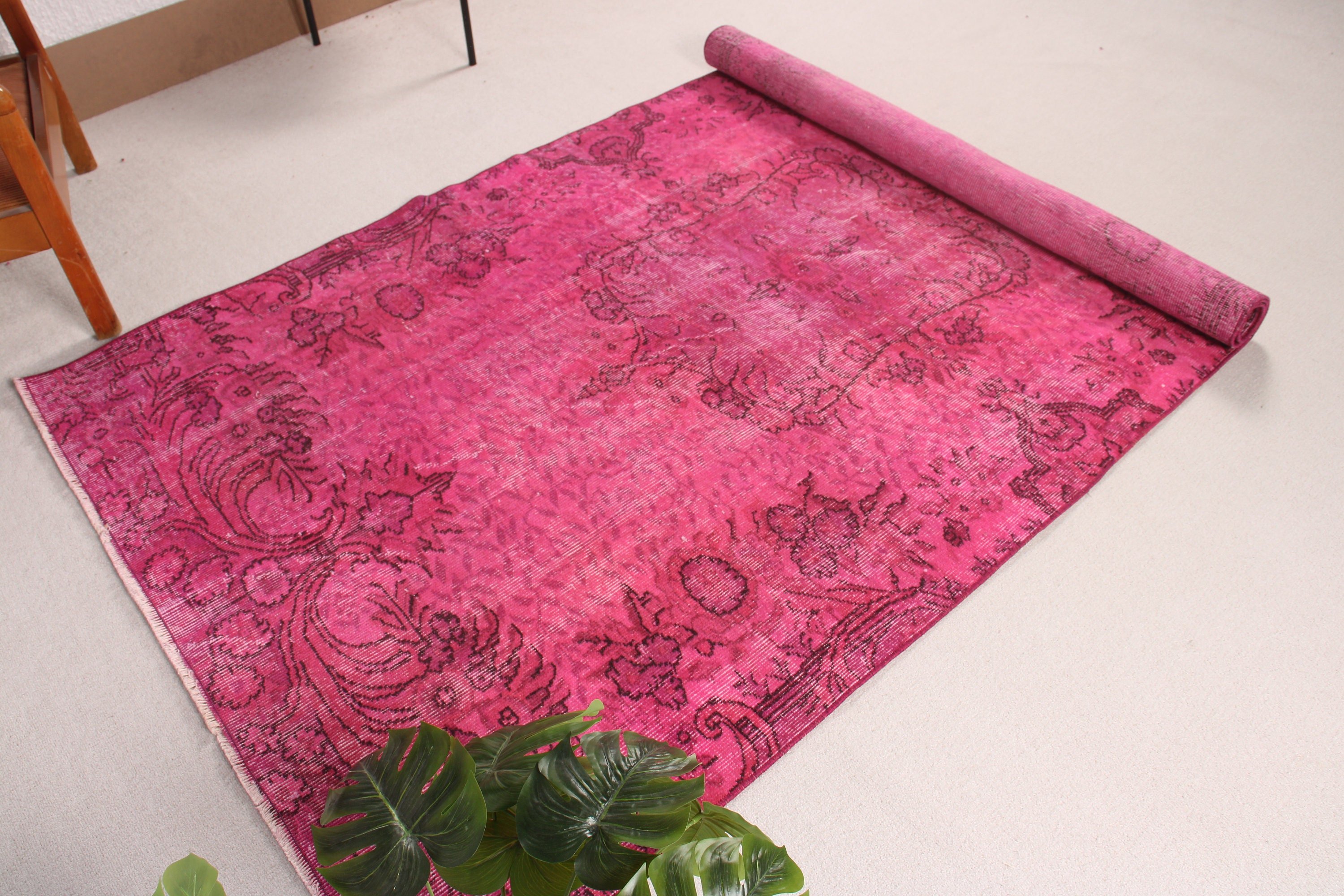 El Dokuma Halı, Türk Halıları, Mutfak Halıları, Lüks Halı, Pembe 4,4x8,1 ft Alan Halıları, Kabile Halısı, Yemek Odası Halısı, Vintage Halılar