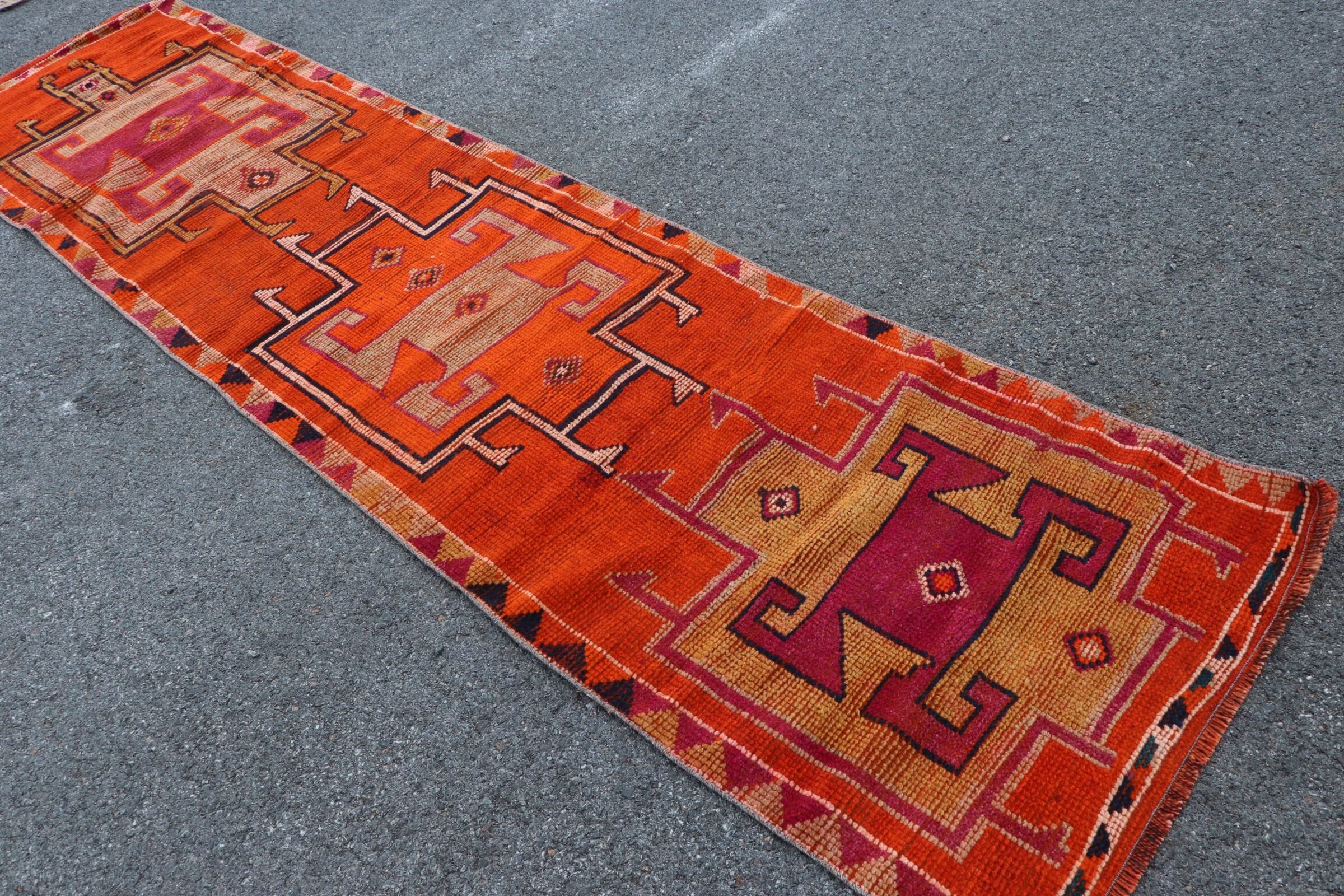 Corridor Rug, Orange Oushak Rug, Floor Rugs, Kitchen Rug, 2.7x11 ft Runner Rug, Anatolian Rug, Turkish Rug, Vintage Rug, Home Decor Rug