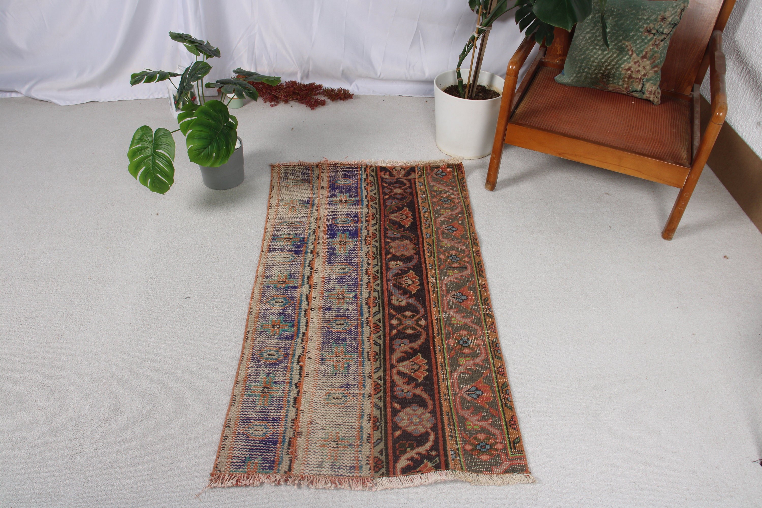 Bathroom Rug, Turkish Rugs, Blue Antique Rug, Geometric Rugs, Home Decor Rugs, 2.3x4.1 ft Small Rugs, Small Area Rugs, Vintage Rugs