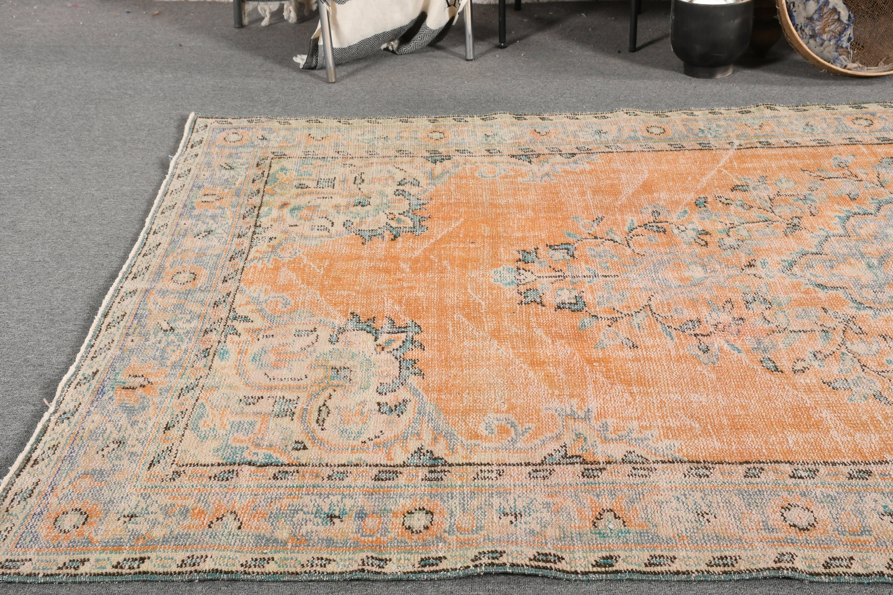 Antique Rug, Bedroom Rug, 5.1x8.8 ft Large Rug, Salon Rug, Rugs for Salon, Orange Antique Rug, Vintage Decor Rug, Turkish Rug, Vintage Rugs