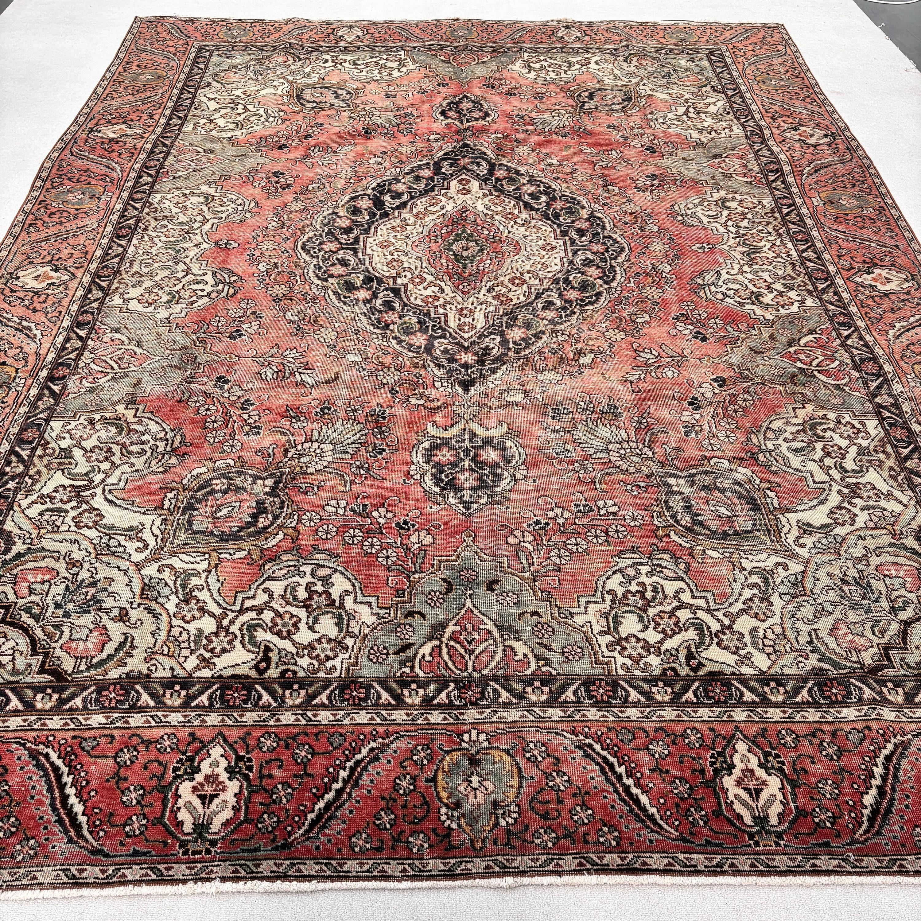 Turuncu Düz Dokuma Halılar, Vintage Halı, Salon Halıları, Boho Halıları, Büyük Boy Vintage Halı, Türk Halısı, 9.6x12.6 ft Büyük Boy Halılar