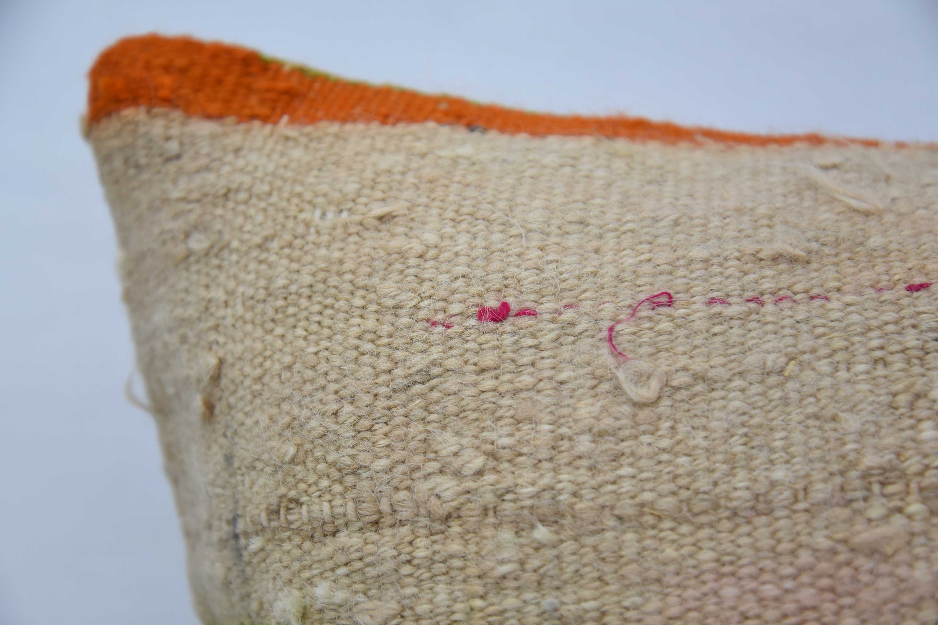 Outdoor Bolster Pillow Case, 16"x24" Orange Pillow Case, Pillow for Sofa, Turkish Kilim Pillow, Vintage Kilim Pillow