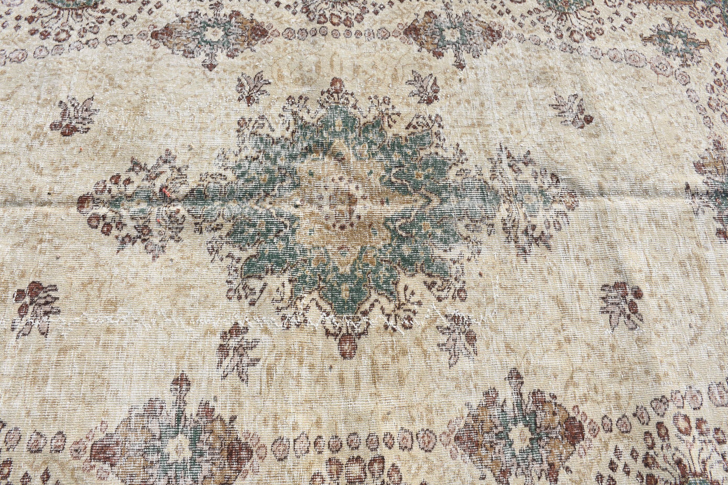 Salon Halısı, Vintage Halı, Yatak Odası Halısı, Antika Halı, Türk Halısı, 5.7x9.2 ft Büyük Halı, Yer Halısı, Oturma Odası Halıları, Bej Yün Halı